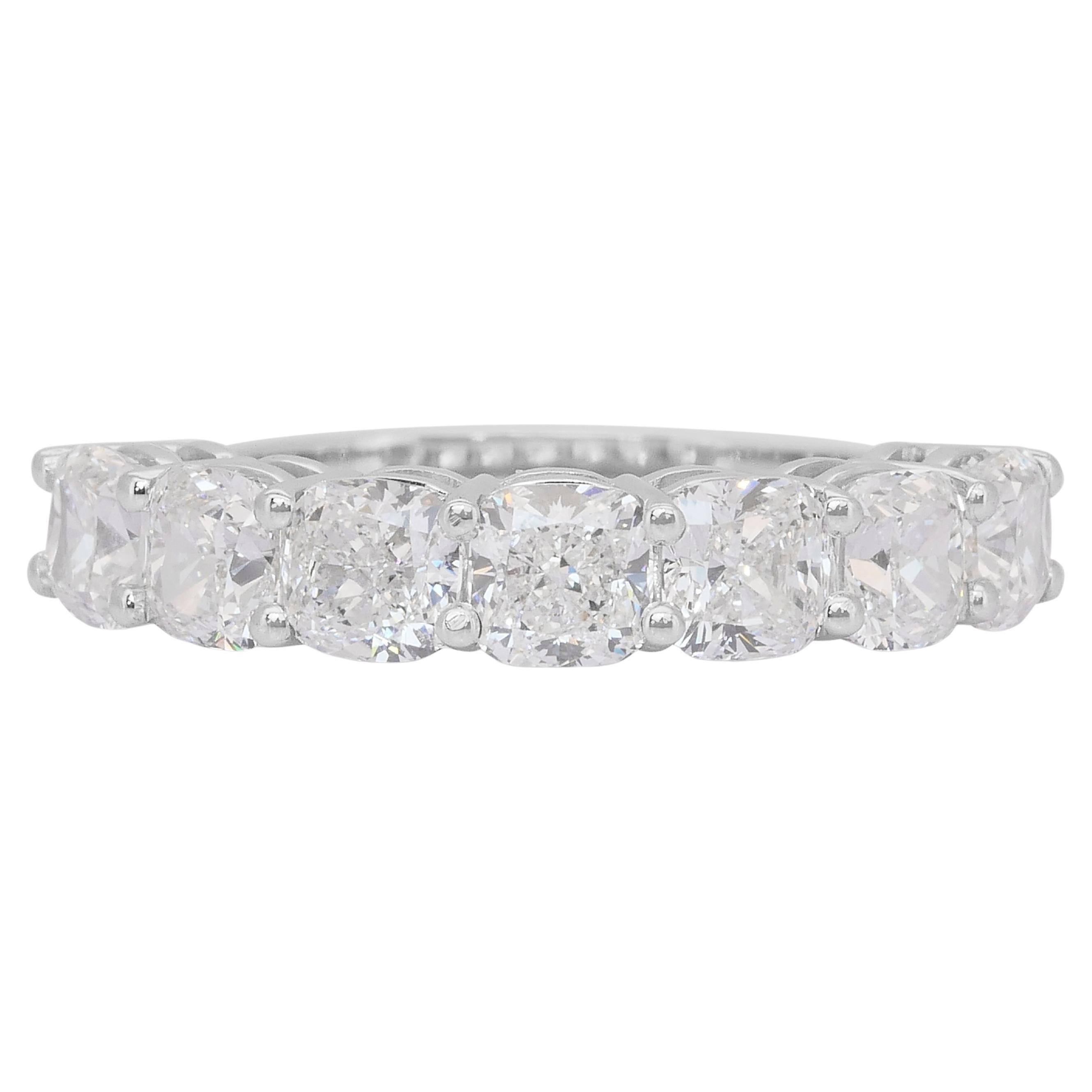 Timeless 3.17ct Diamonds 7-Stone Ring in 18k White Gold - GIA Certified