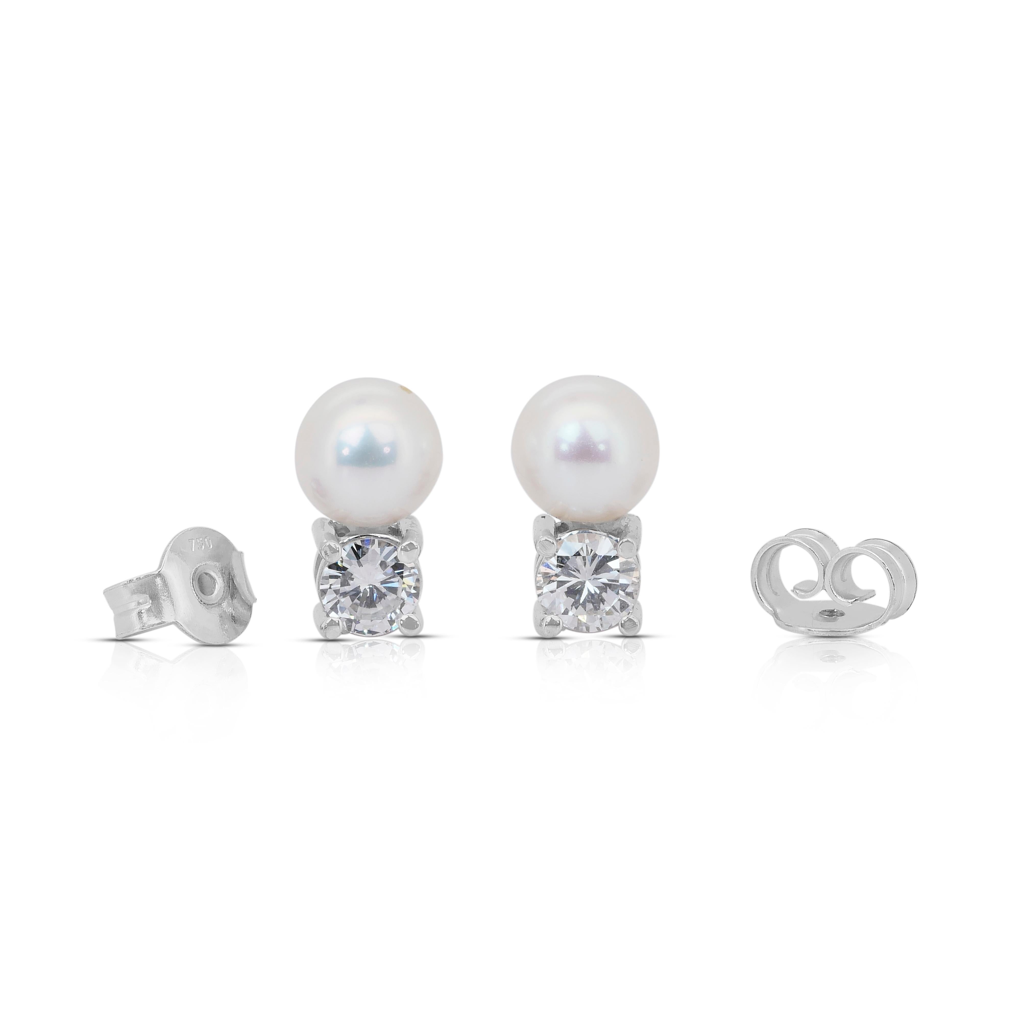 Boucles d'oreilles intemporelles en diamants et perles de culture des mers du Sud de 3,91ct en vente 5