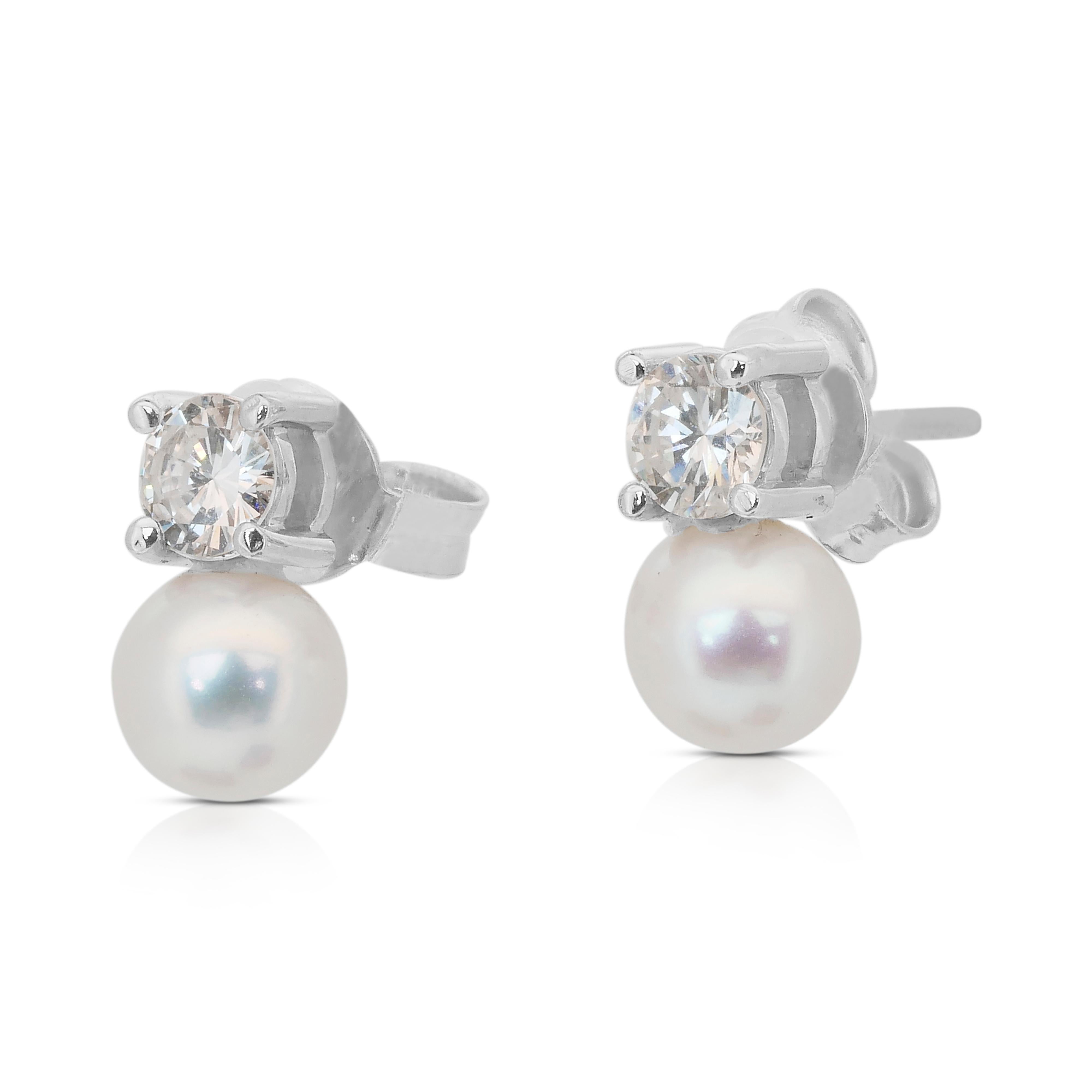 Boucles d'oreilles intemporelles en diamants et perles de culture des mers du Sud de 3,91ct Neuf - En vente à רמת גן, IL