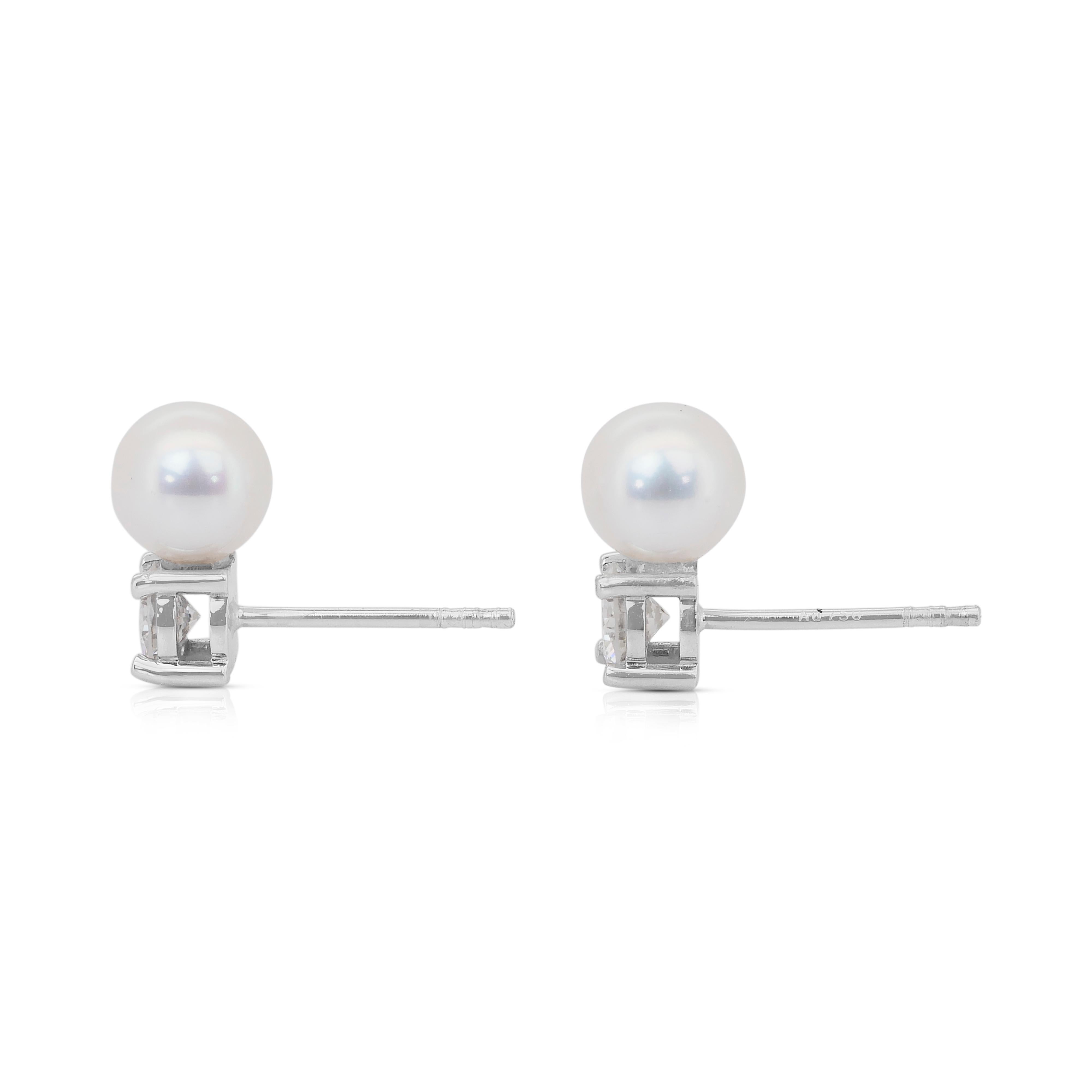 Boucles d'oreilles intemporelles en diamants et perles de culture des mers du Sud de 3,91ct en vente 4
