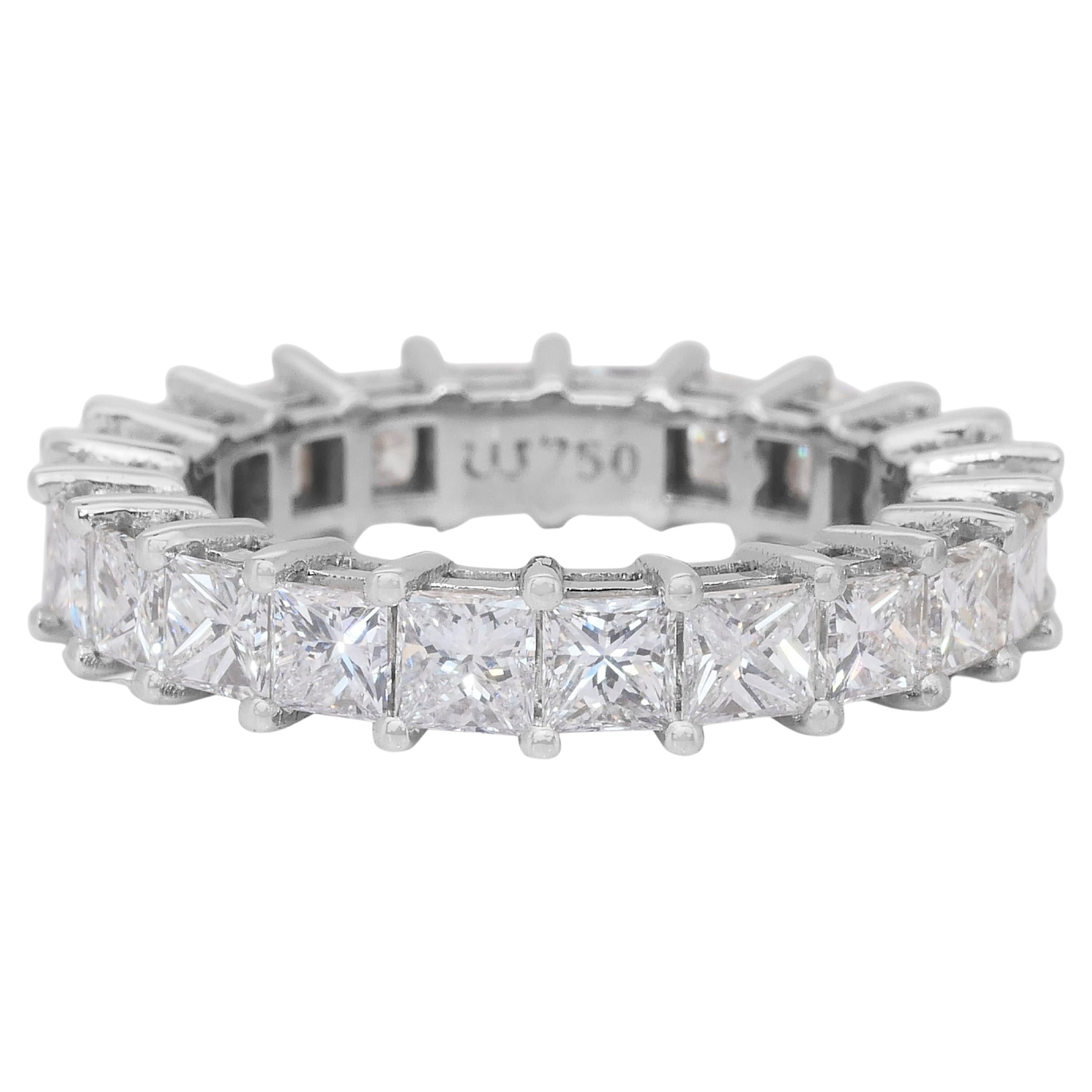 Anillo intemporal con banda de diamantes de 5,55 ct en oro blanco de 18k - Certificado IGI