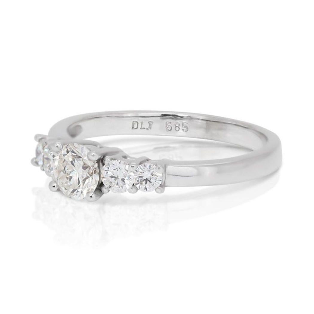 Round Cut Timeless Allure: Enchanting 0.71ct Diamond Ring in 18K White Gold For Sale