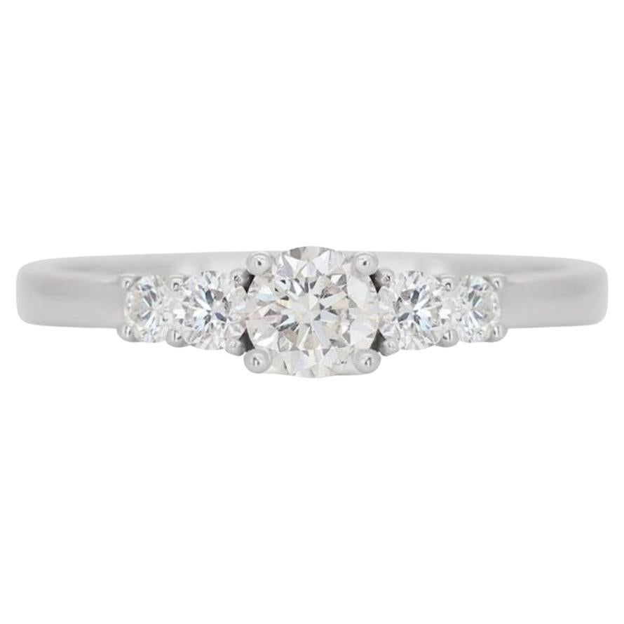 Timeless Allure: Enchanting 0.71ct Diamond Ring in 18K White Gold For Sale