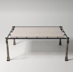 Timeless , Aluminum, Metal and Stone "Classic Fusion" Coffee Table, Parisii Coll