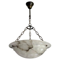 Timeless and Mint Alabaster 
Brass French Art Deco Pendant Light / Chandelier