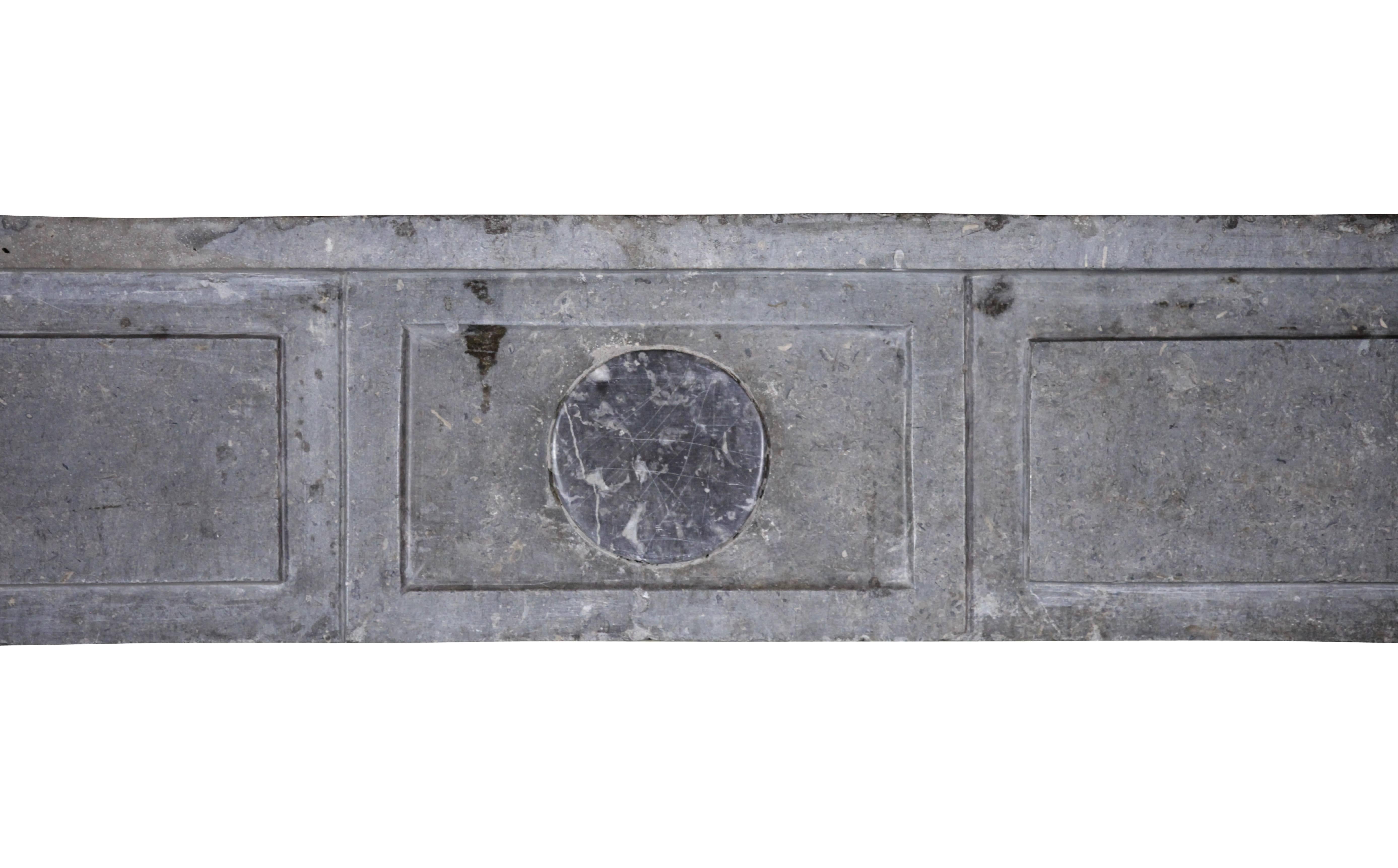 Belgian Timeless Antique Fireplace Surround In Bicolor Marble Stone For Sale