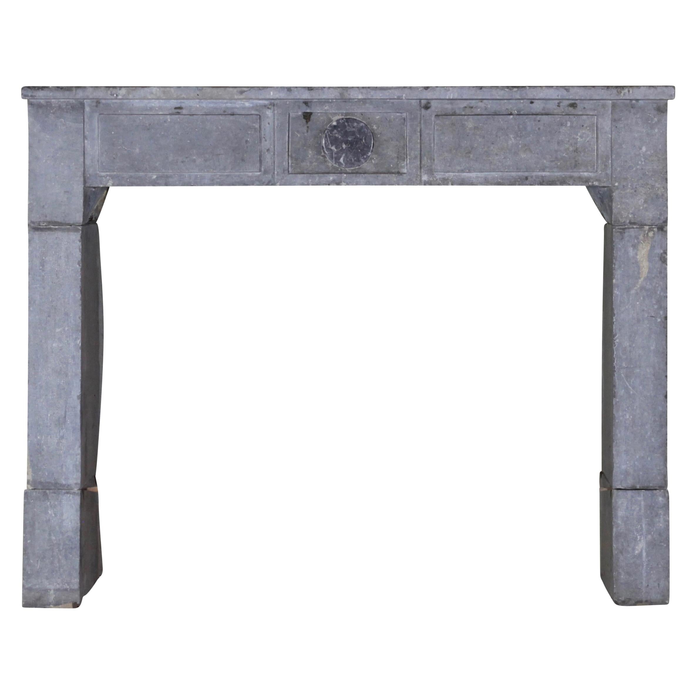 Timeless Antique Fireplace Surround In Bicolor Marble Stone For Sale
