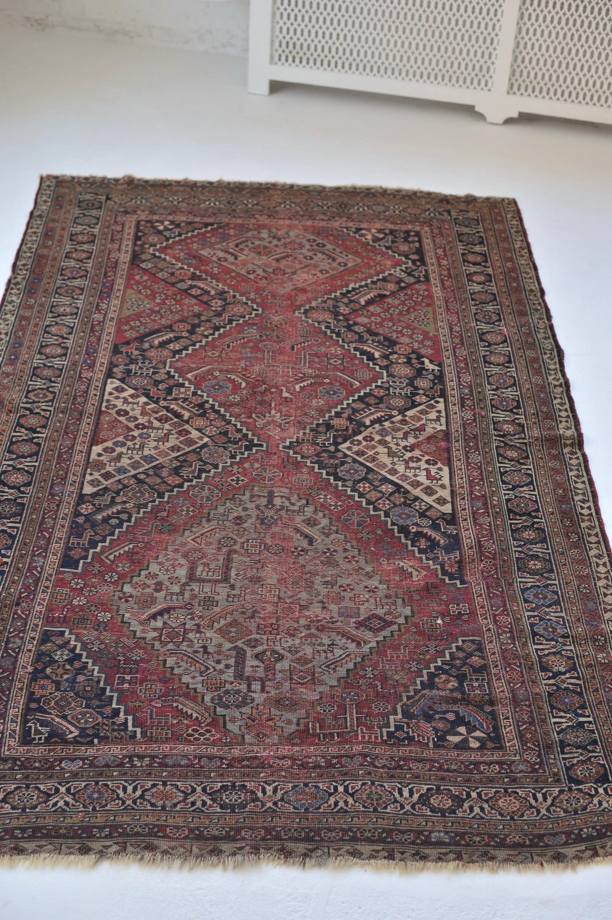 Timeless Antique Nomadic Village Rug In Good Condition For Sale In Milwaukee, WI