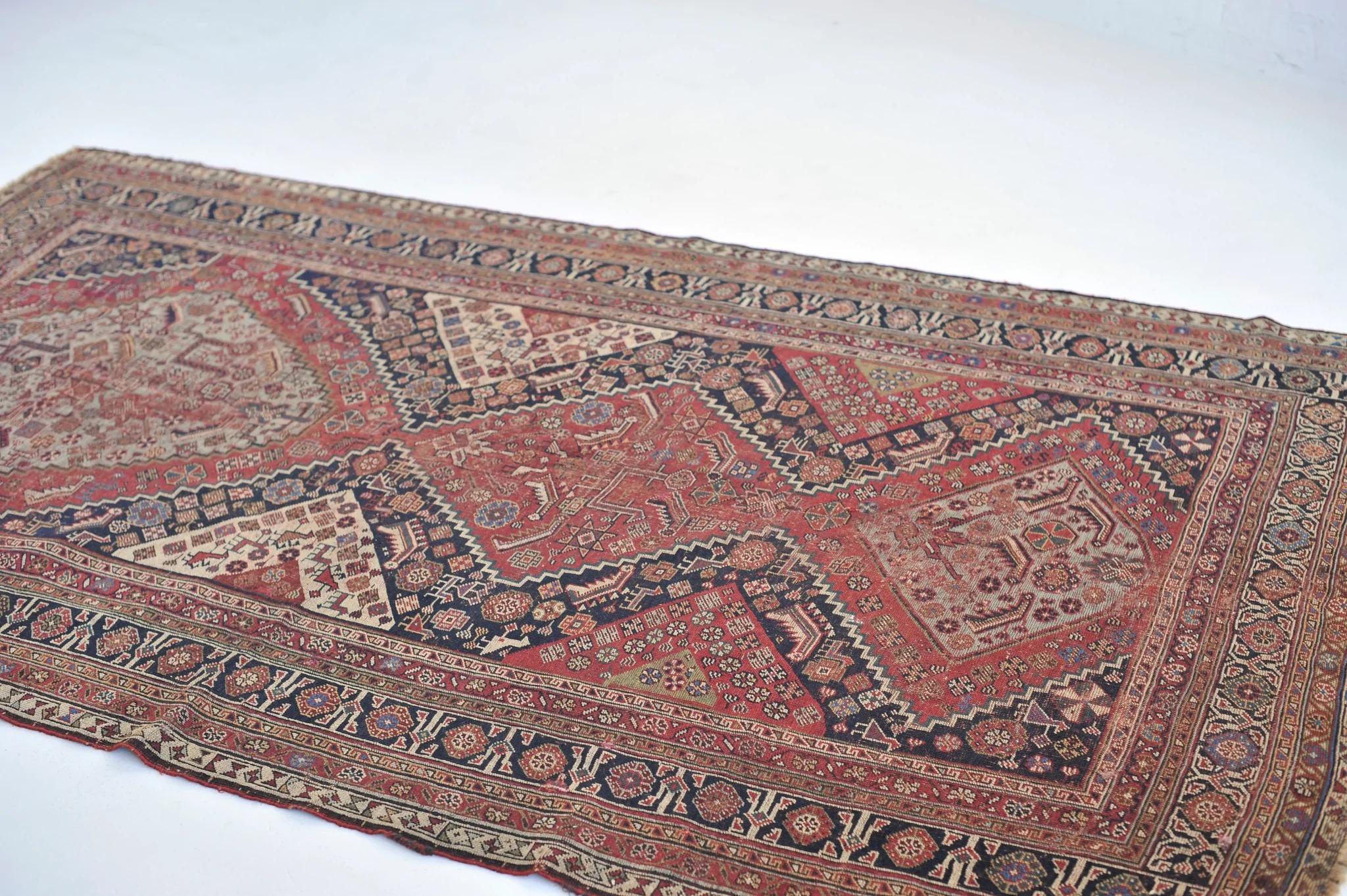 Timeless Antique Nomadic Village Rug For Sale 3