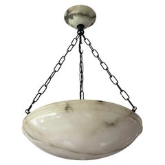 Antique Timeless Art Deco Design Alabaster Pendant / Light Fixture Great Condition, 1920