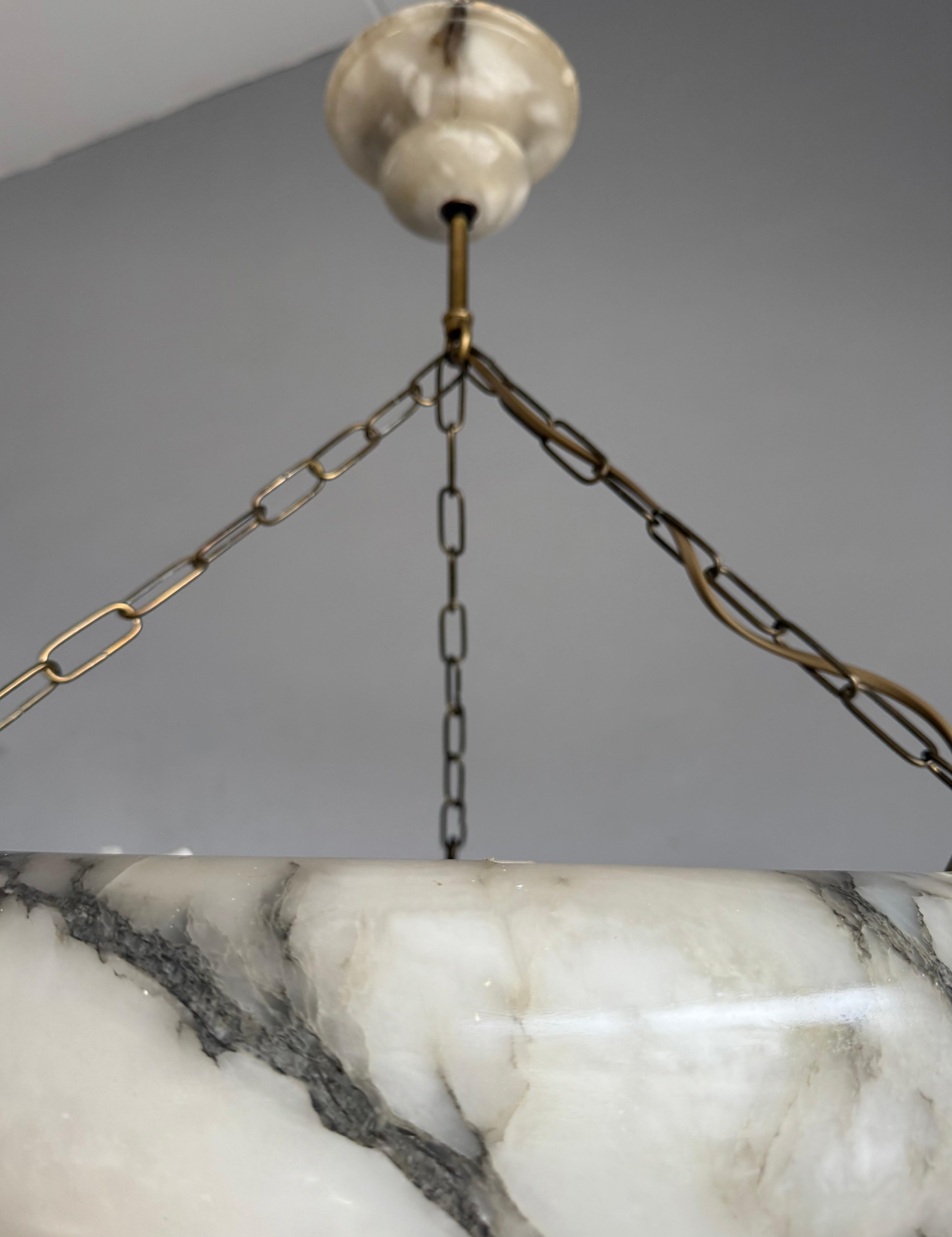 Timeless Art Deco Design Large Alabaster Suspension Light en bon état 1920 Bon état - En vente à Lisse, NL