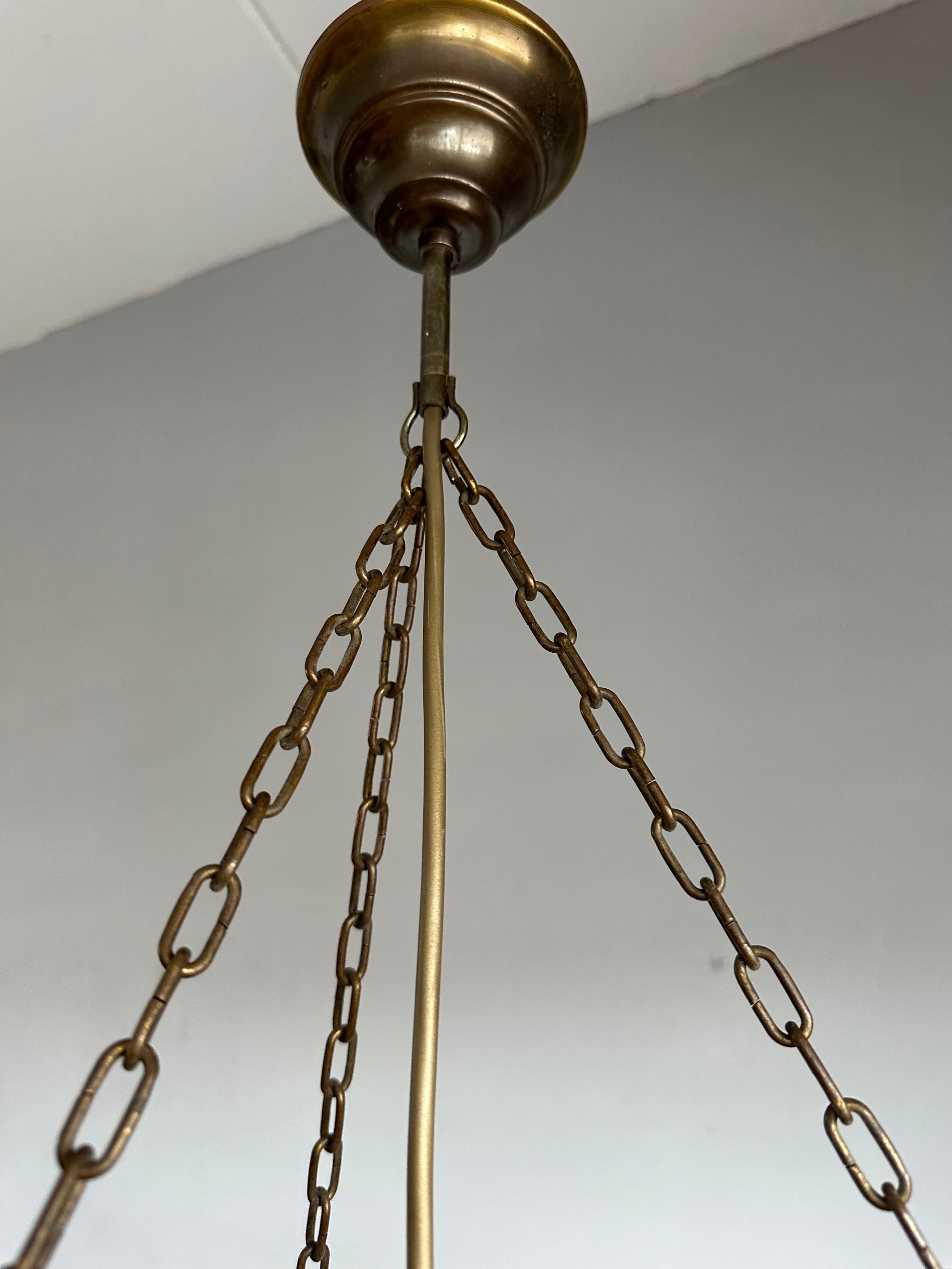 Brass Timeless Art Deco & Perfect White, Amber & Black Color Alabaster Pendant Light