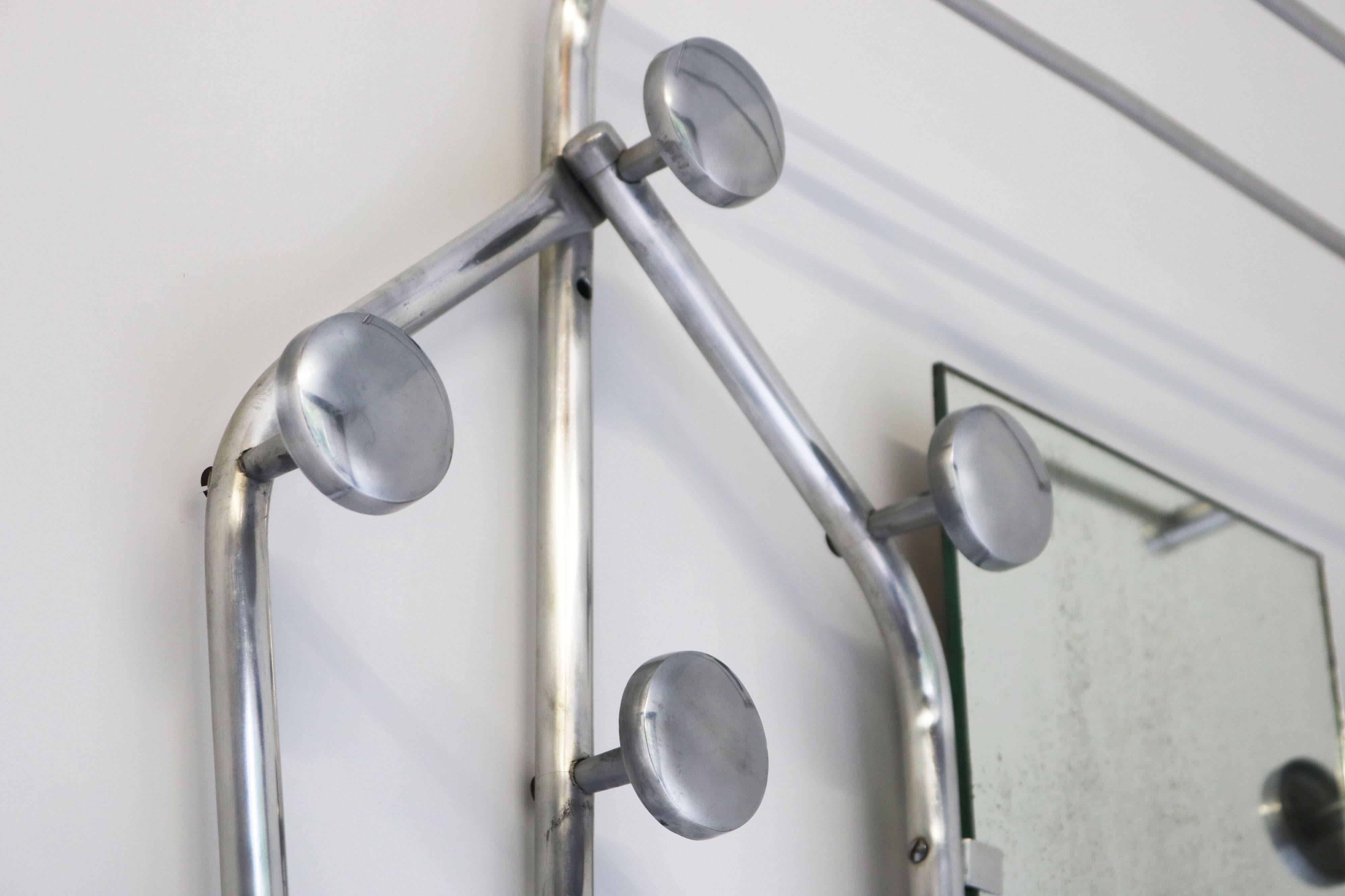 Timeless Art Deco Polished Aluminum Hall Tree Umbrella Stand Coat Rack Bauhaus For Sale 5
