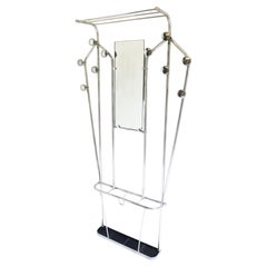 Vintage Timeless Art Deco Polished Aluminum Hall Tree Umbrella Stand Coat Rack Bauhaus