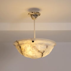 Timeless Art Deco white & Black Alabaster Pendant, Early 20th Century