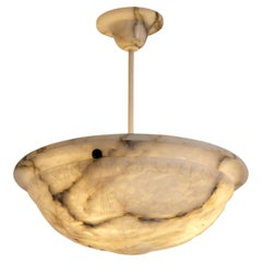 Timeless Art Deco white & Black Alabaster Pendant, Early 20th Century