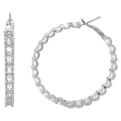 Timeless Beauty: 12.50ct Natural Diamond Hoop Earrings in 18K White Gold classic