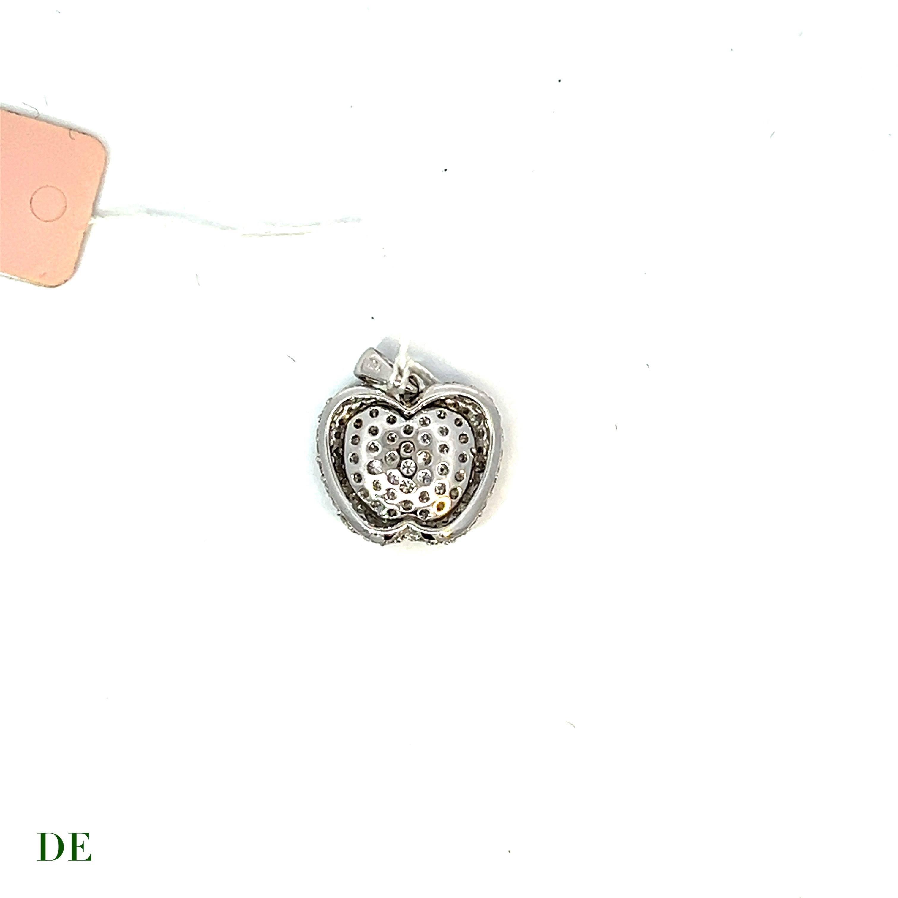 Brilliant Cut Timeless Beauty Love at First Sight Adam Eve Apple 18k 1.44 ct Diamond Pendant For Sale