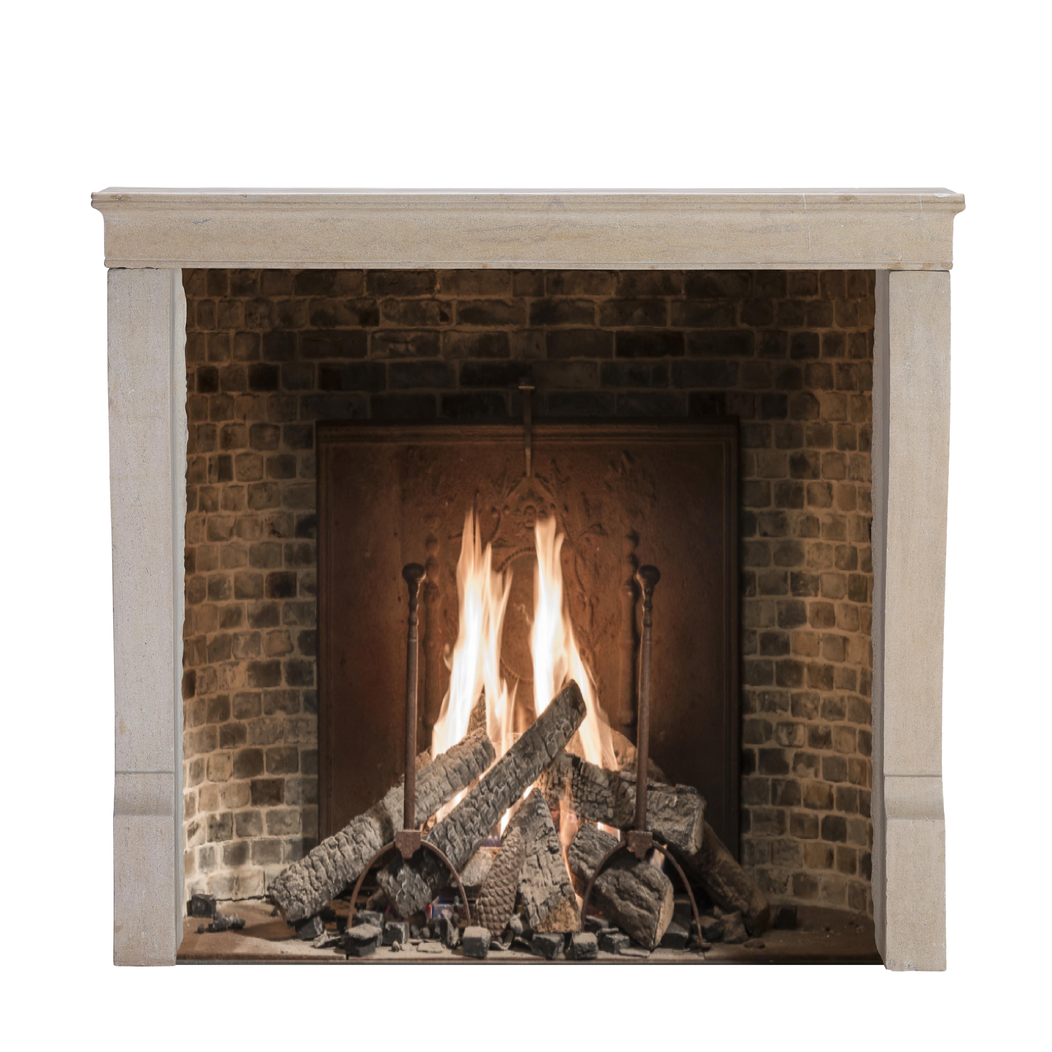 French Timeless Beige Stone Surround for Modern, Minimalist and Wabi-Sabi Interiors For Sale