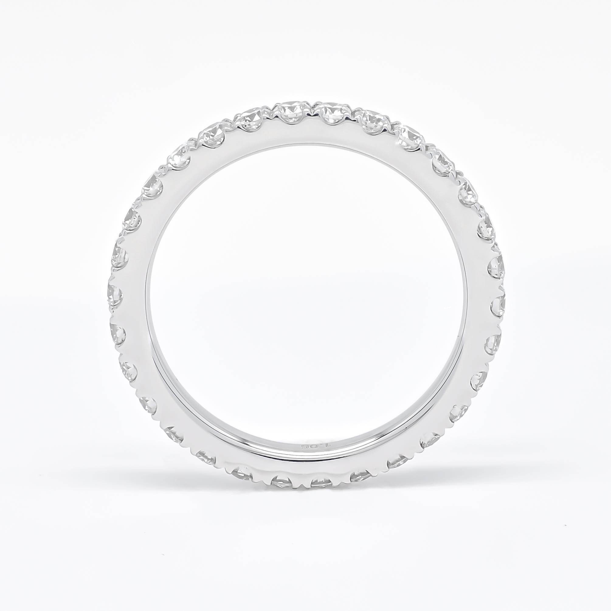 Modern Timeless Brilliance: 1.11 Carat Diamond Eternity Ring in 18 Karat White Gold For Sale