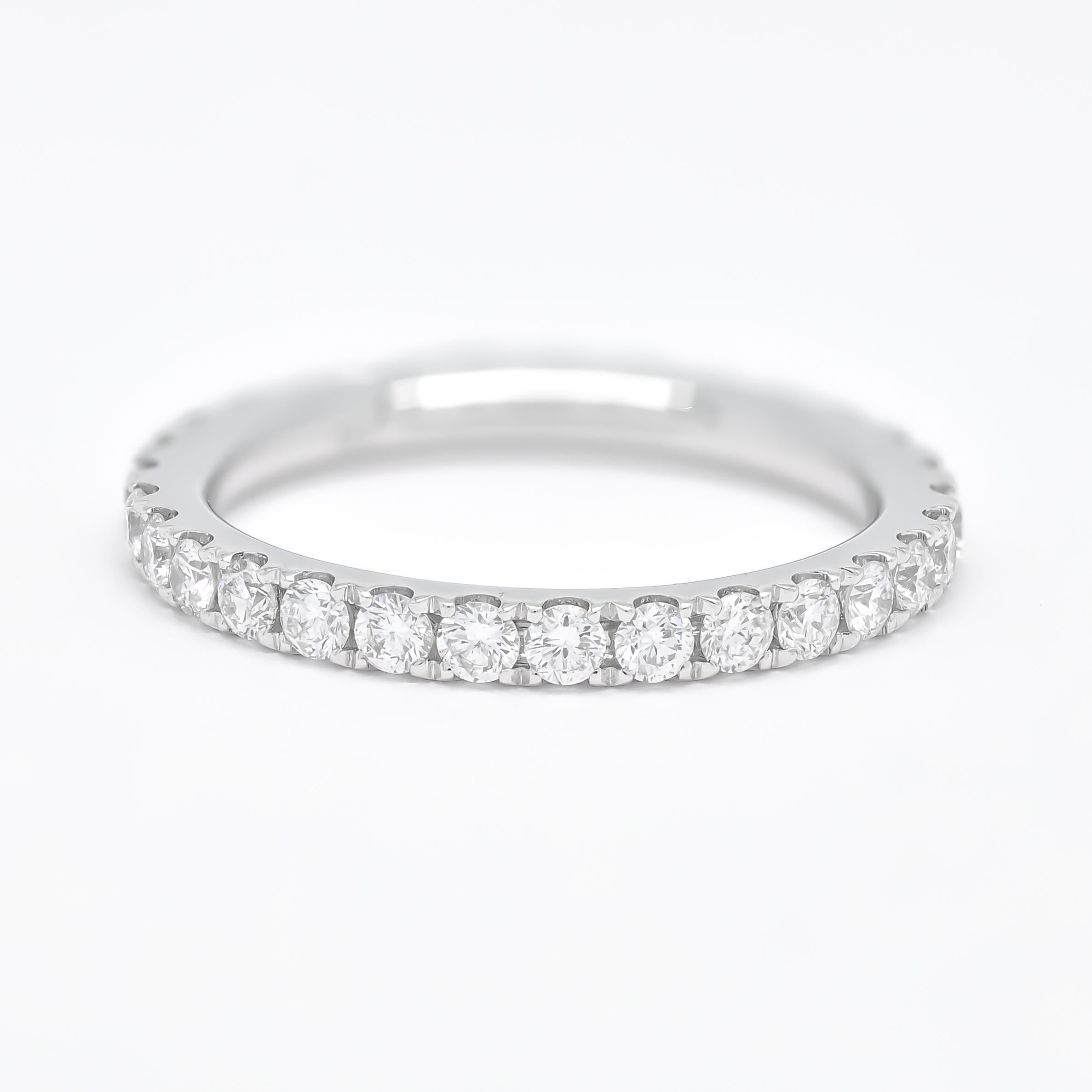 Brilliant Cut Timeless Brilliance: 1.11 Carat Diamond Eternity Ring in 18 Karat White Gold For Sale