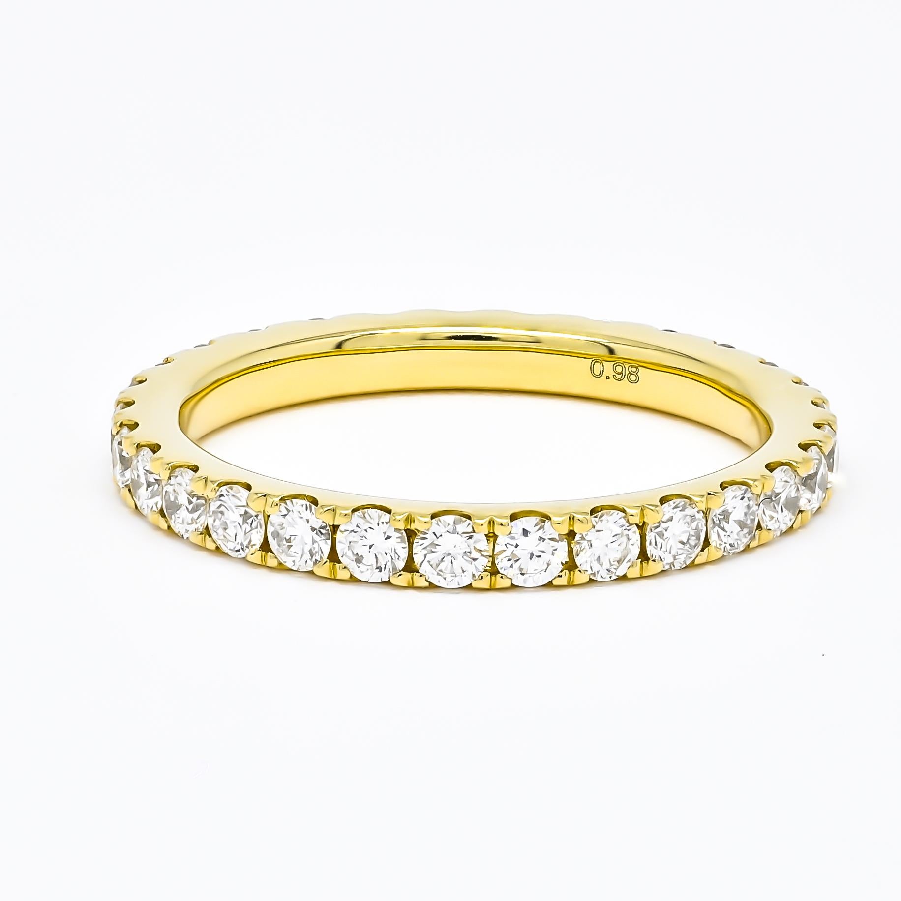 18KT Yellow Gold Natural Diamonds 1.11 Carat Brilliant Cut Eternity Ring  In New Condition For Sale In Antwerpen, BE