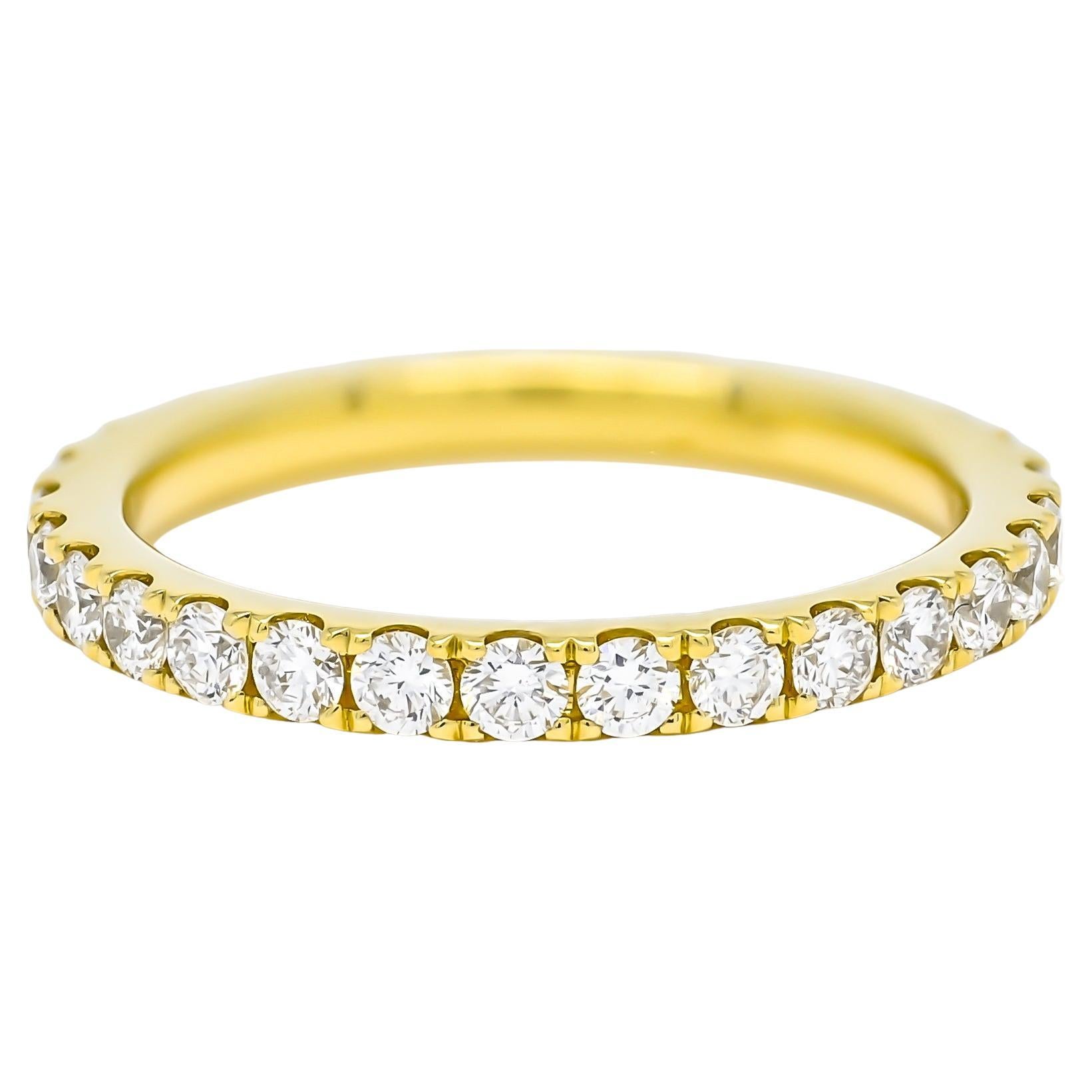 18KT Yellow Gold Natural Diamonds 1.11 Carat Brilliant Cut Eternity Ring  For Sale
