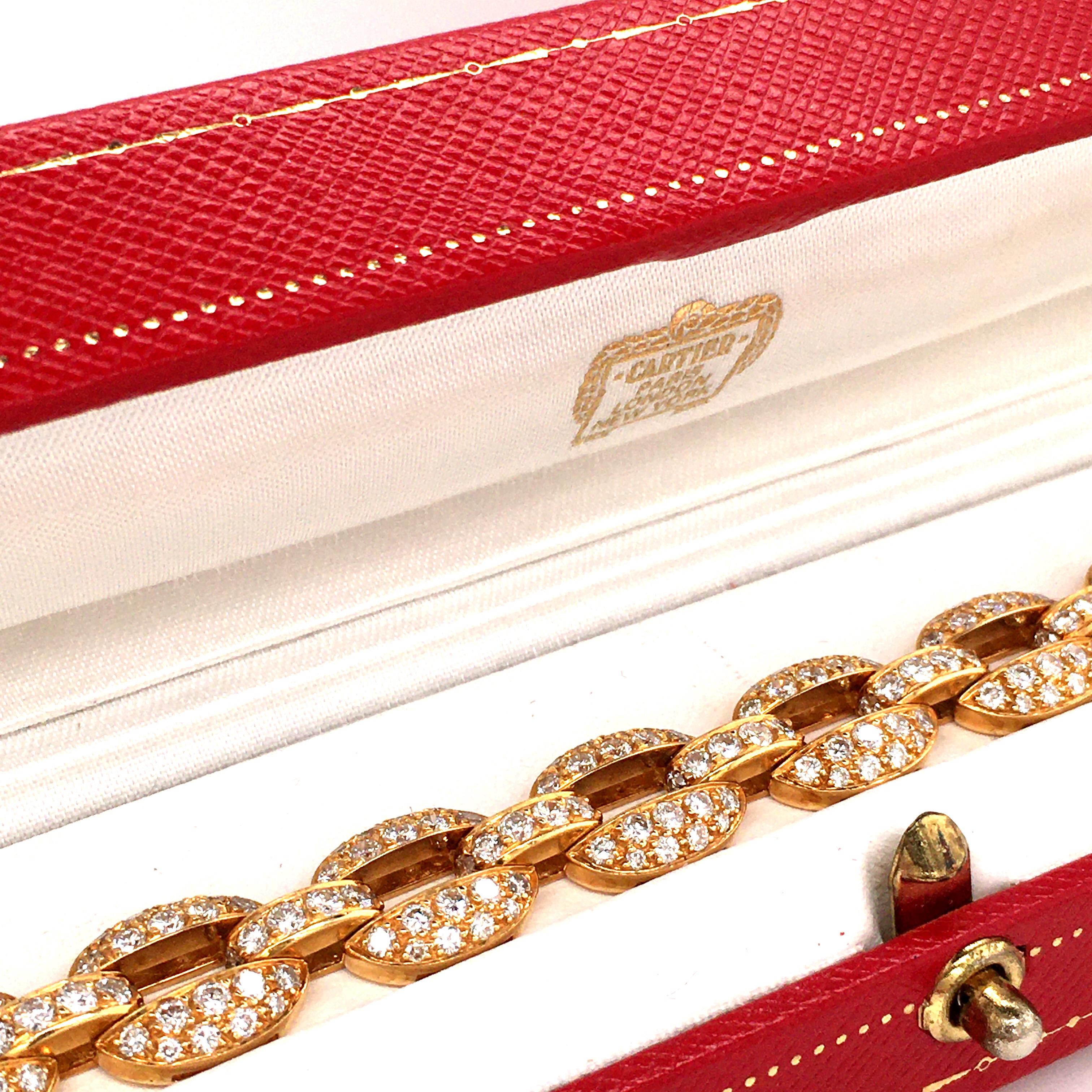 Timeless Cartier Diamond 18 Karat Yellow Gold Bracelet For Sale at ...