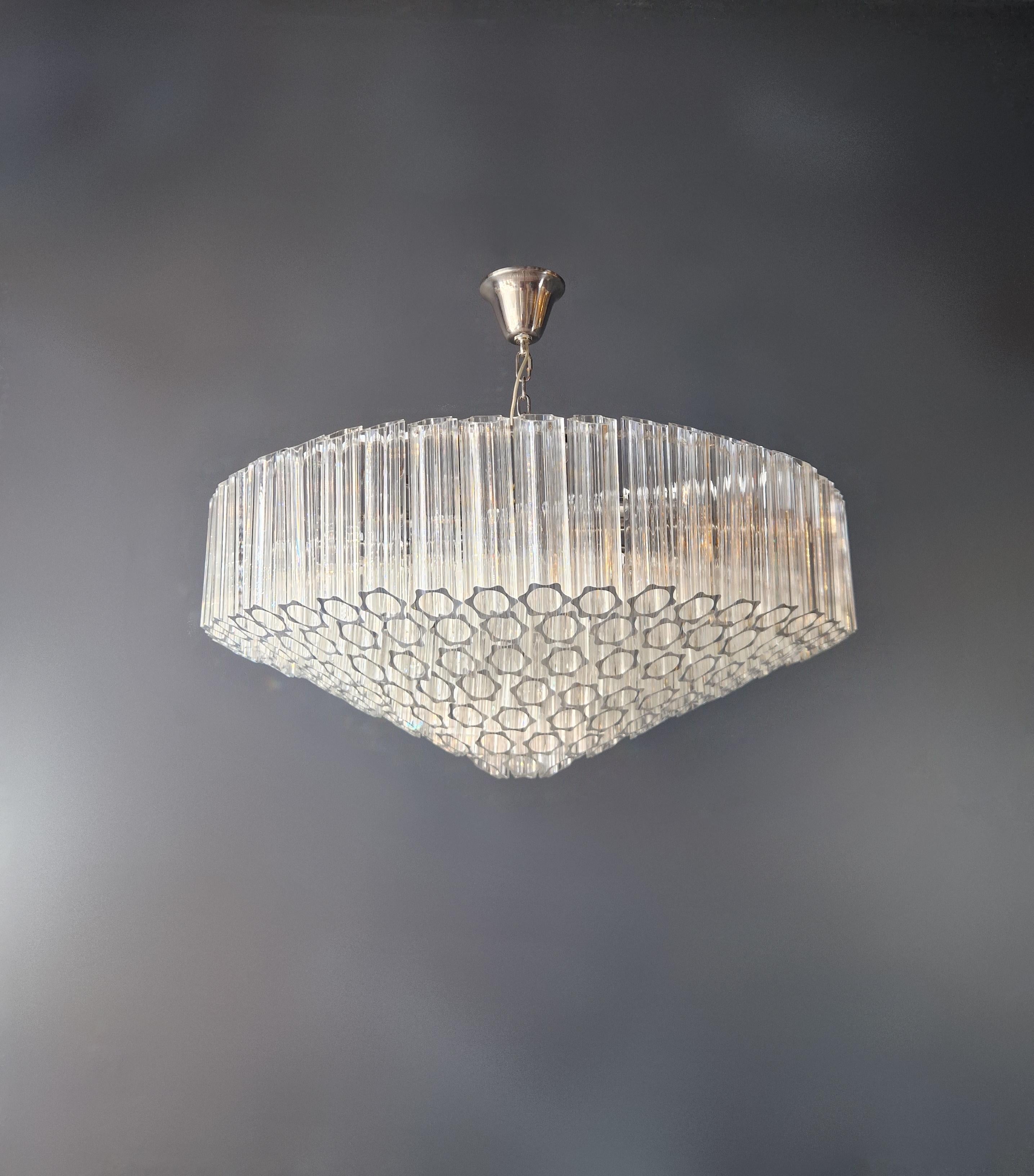 Timeless Ceiling Chandelier With Prisms Crystal Chandelier Cone Shape New Modern For Sale 6