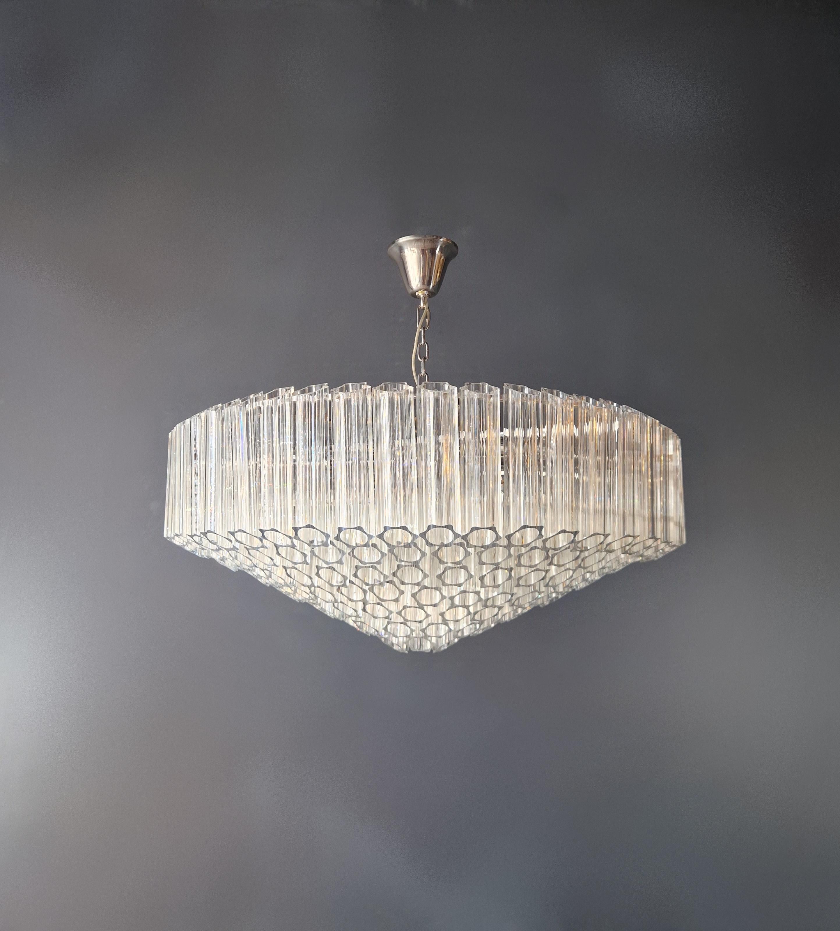 Timeless Ceiling Chandelier With Prisms Crystal Chandelier Cone Shape New Modern For Sale 7