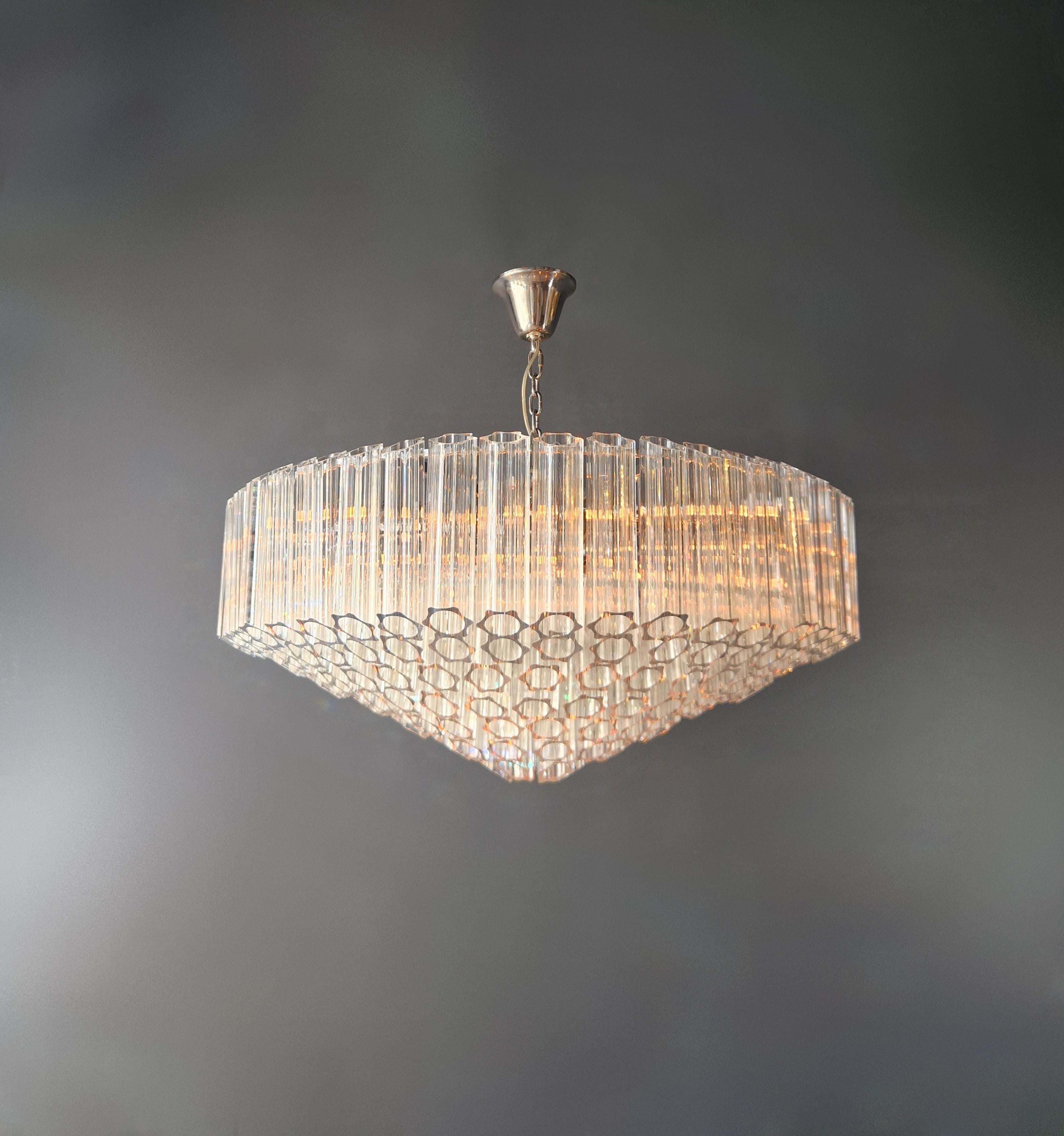 German Timeless Ceiling Chandelier With Prisms Crystal Chandelier Cone Shape New Modern For Sale