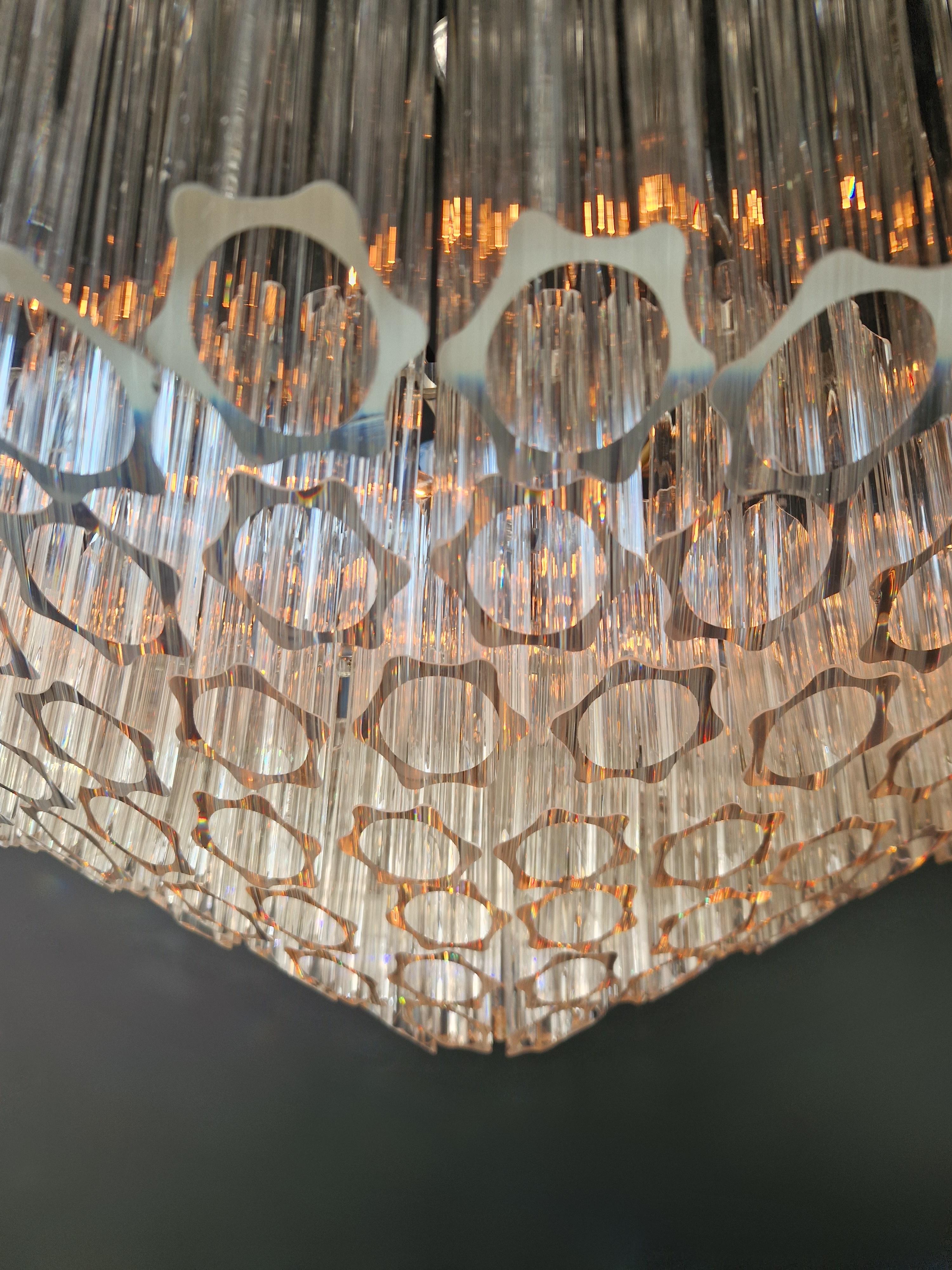 Timeless Ceiling Chandelier With Prisms Crystal Chandelier Cone Shape New Modern For Sale 2