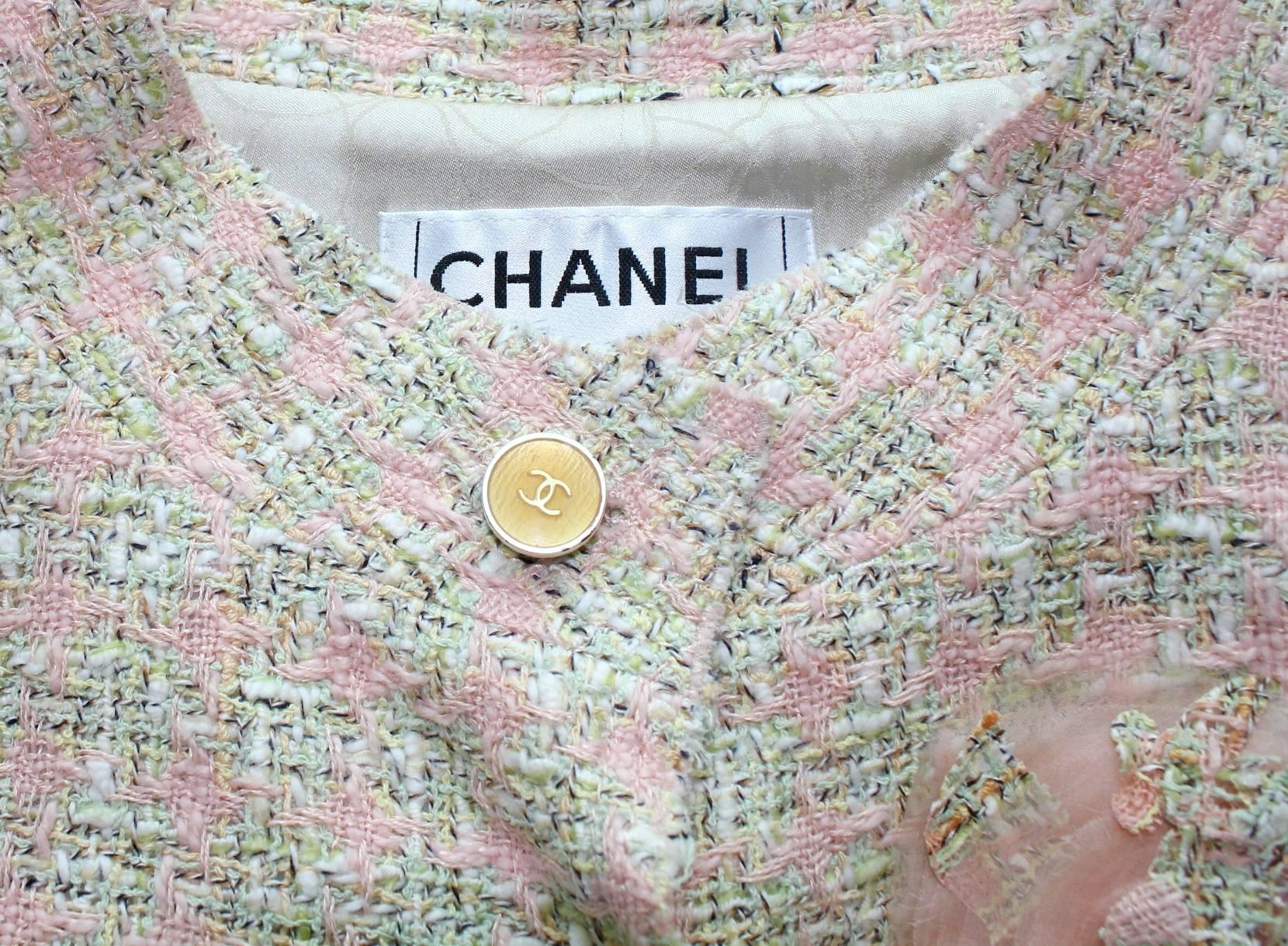 Timeless CHANEL Fringed Fantasy Lesage Tweed Coat with Camellia Brooch 4