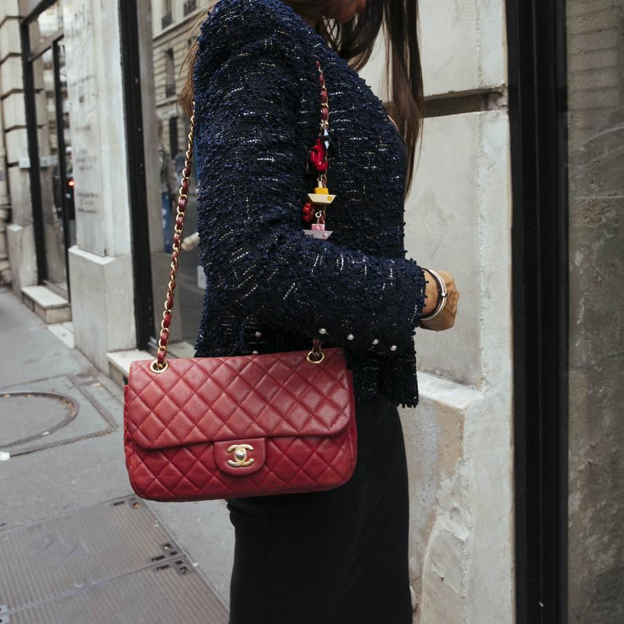 Timeless Chanel Limited Edition Quilted Red Bag With Charms 2