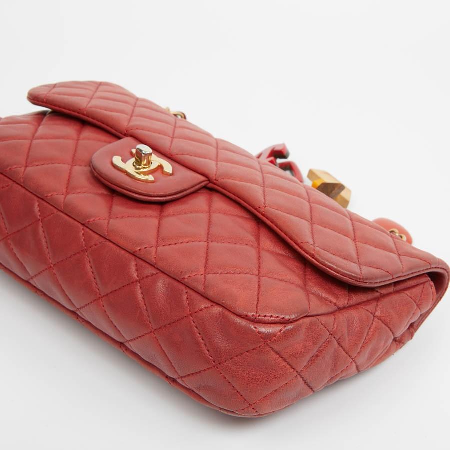 Timeless Chanel Limited Edition Quilted Red Bag With Charms 1