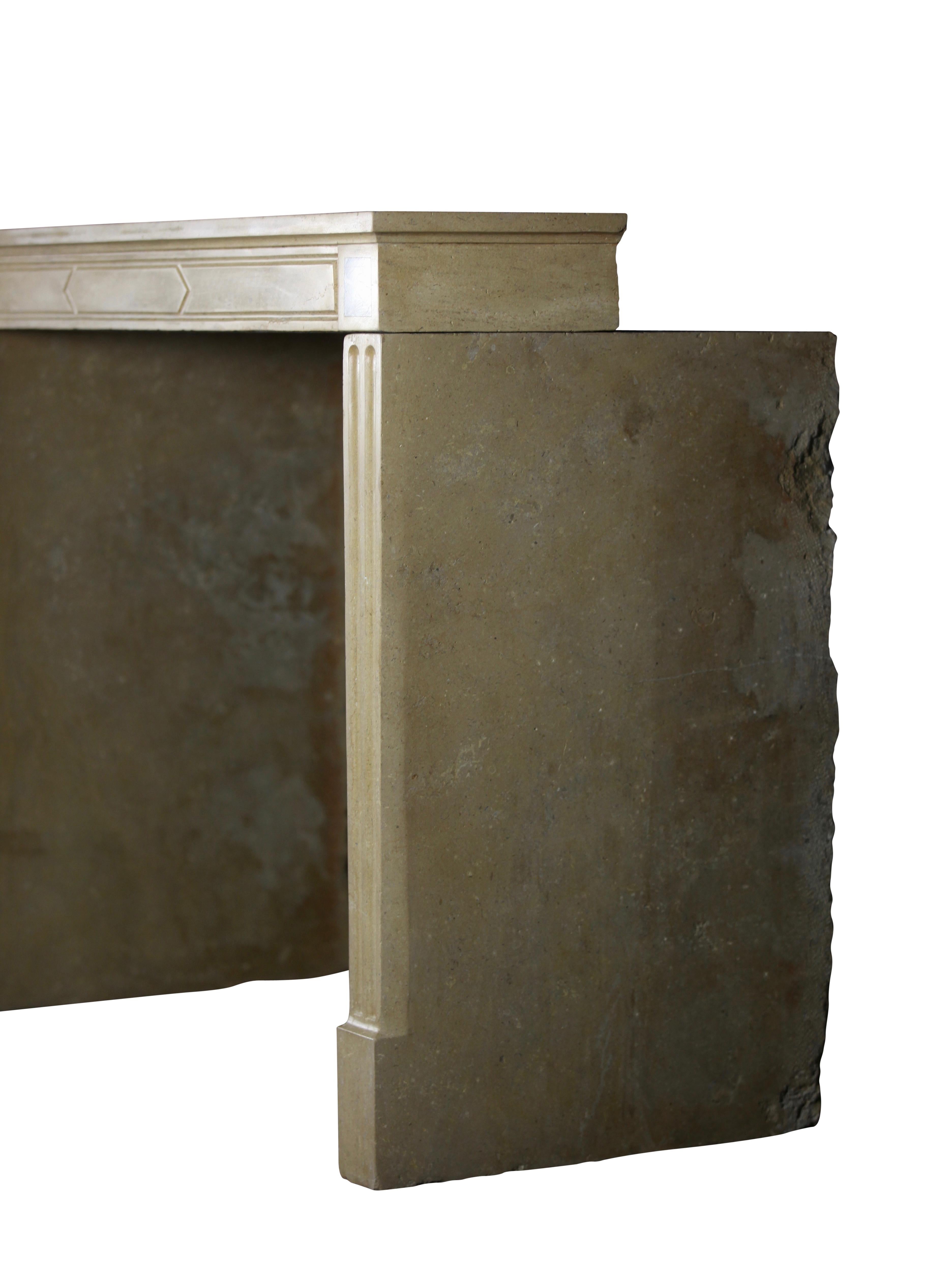 Timeless Chique French Limestone Antique Fireplace Surround For Sale 4