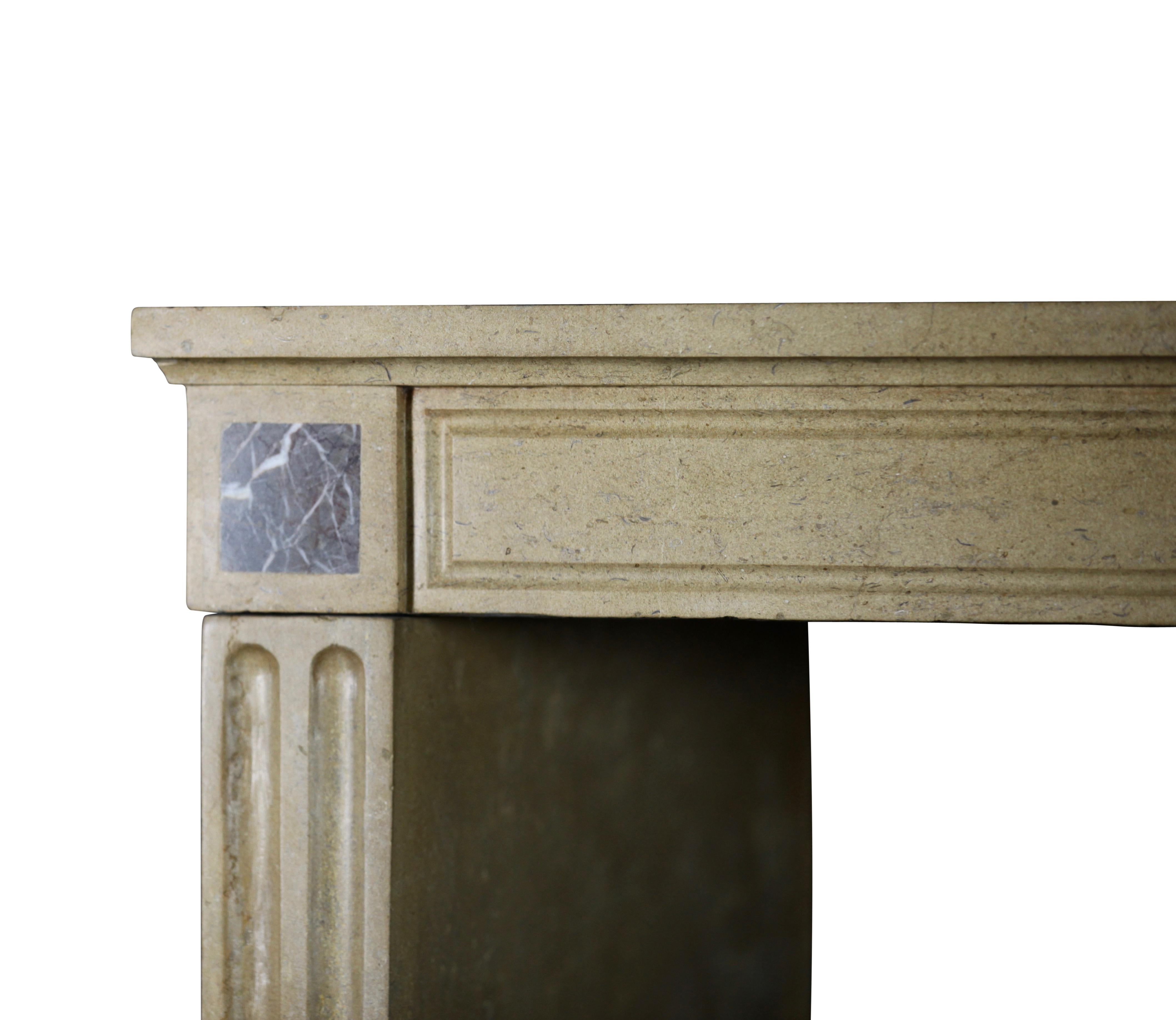 Timeless Chique French Limestone Antique Fireplace Surround For Sale 2