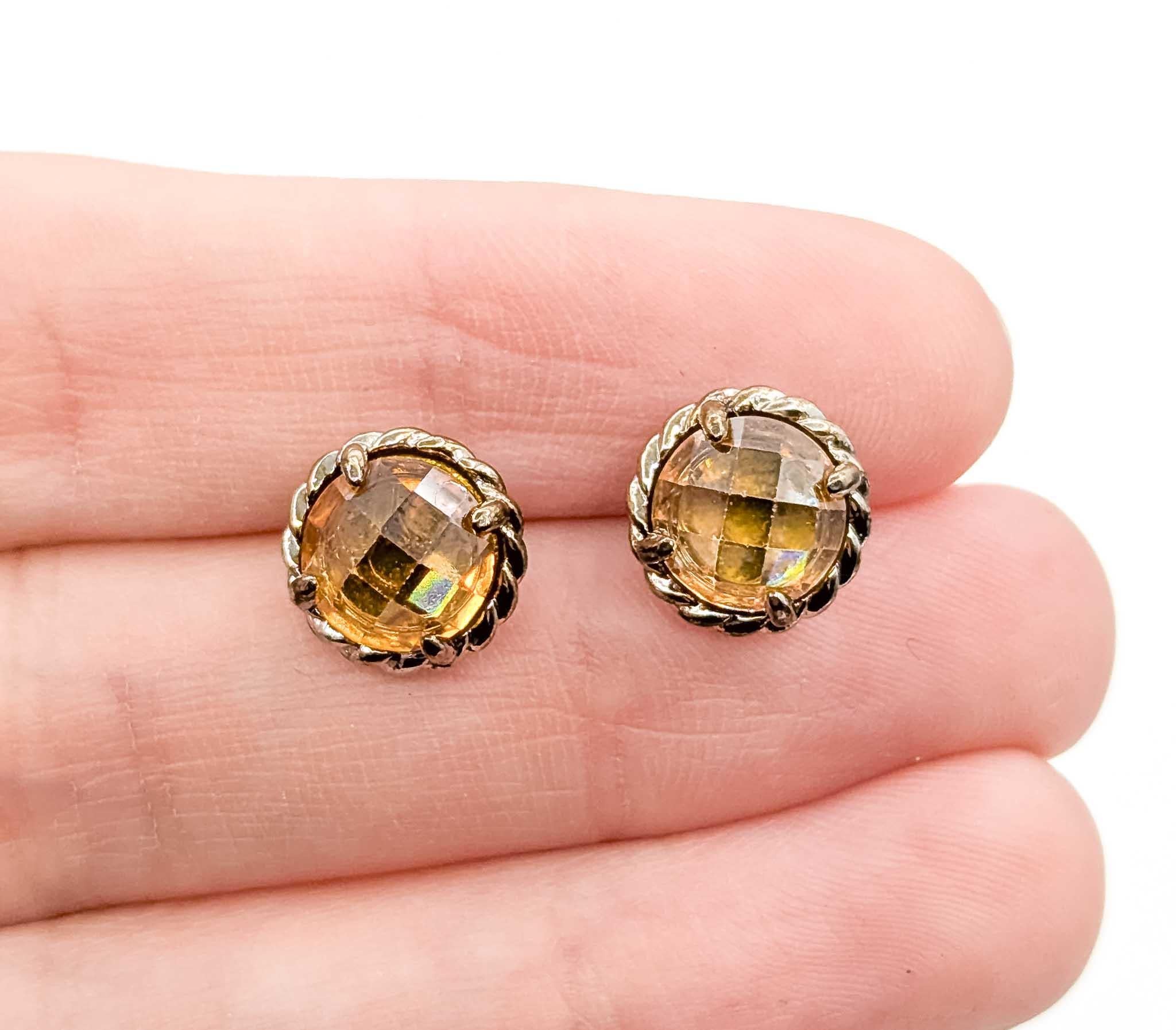 Timeless Citrine Sterling Silver Earrings

Introducing this exquisite pair of designer fashion earrings, crafted by the renowned David Yurman in sterling silver. These earrings showcase a stunning 8.5mm citrine gemstone, beautifully set to enhance