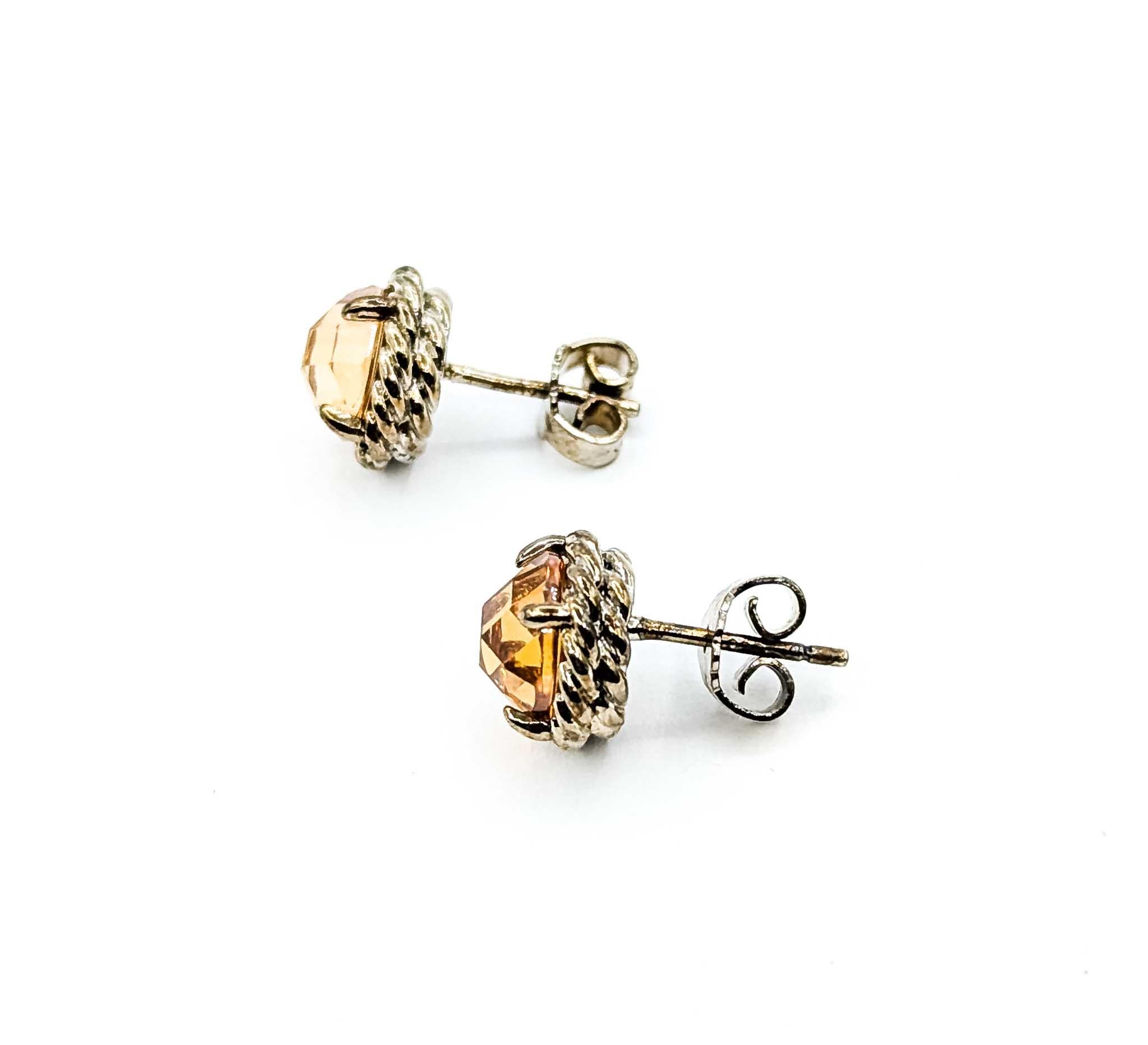Modern Timeless Citrine Sterling Silver Earrings For Sale