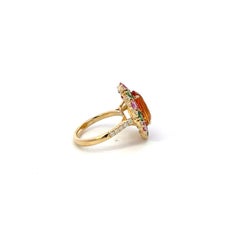 Anello senza tempo Citrino Tsavorite Diamante Oro Giallo 18K Esclusivo