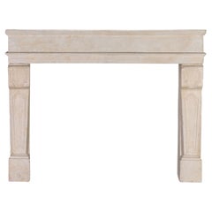 Antique Timeless Coastal & Minimal Eclectic Interior Design Limestone Fireplace Mantel