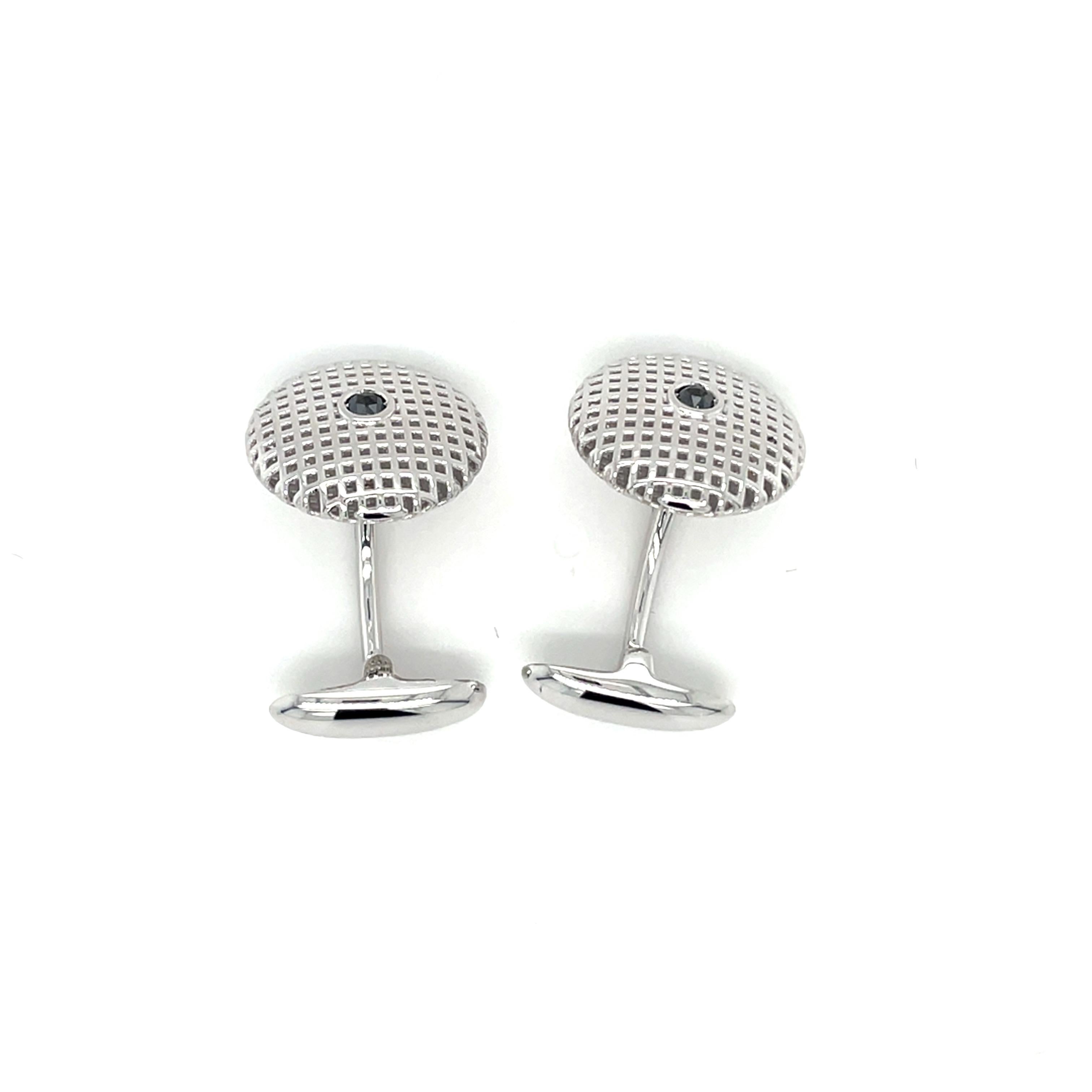 Round Cut Timeless Cufflinks Black Diamonds For Sale