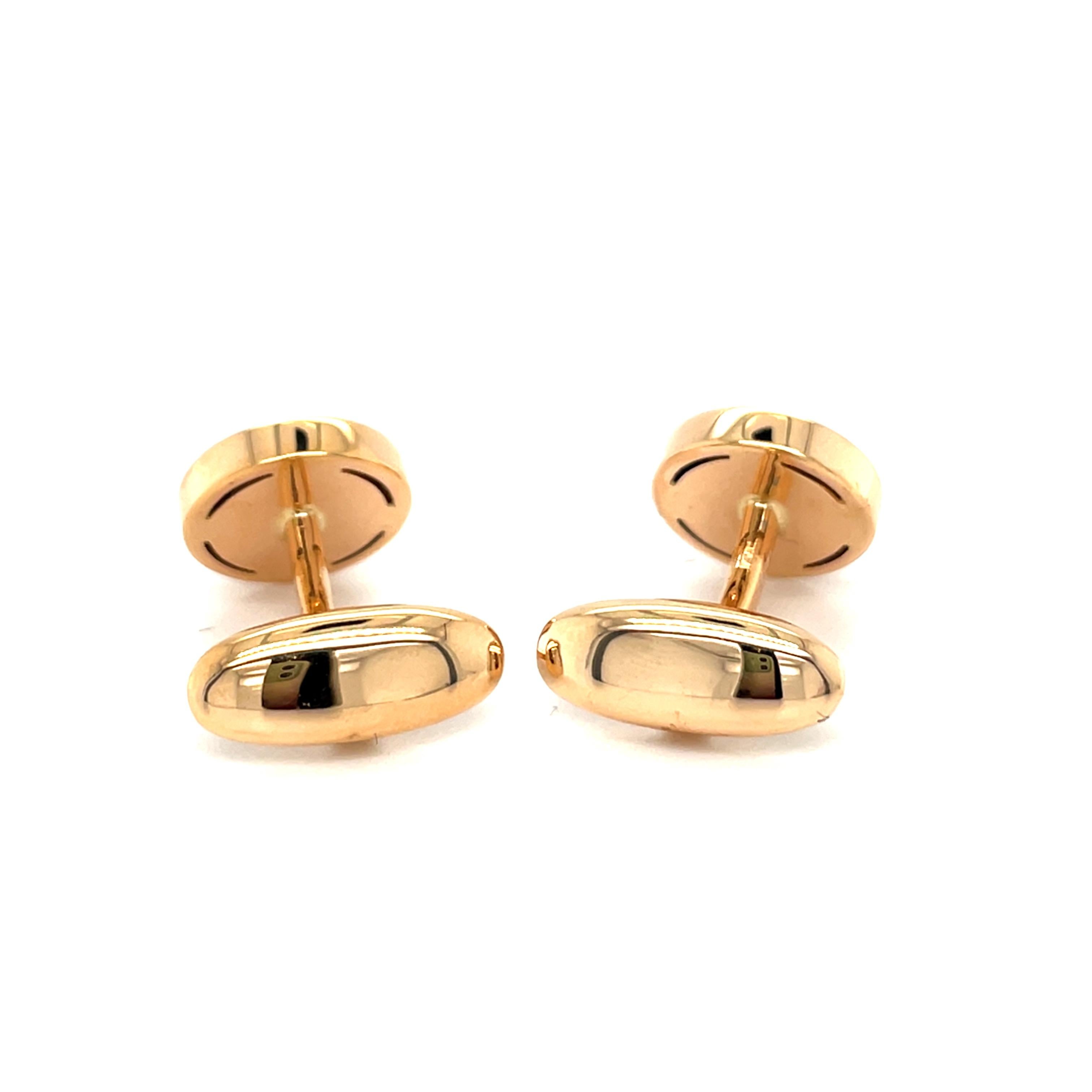 Contemporary Timeless Cufflinks Black Diamonds & Yellow Gold For Sale