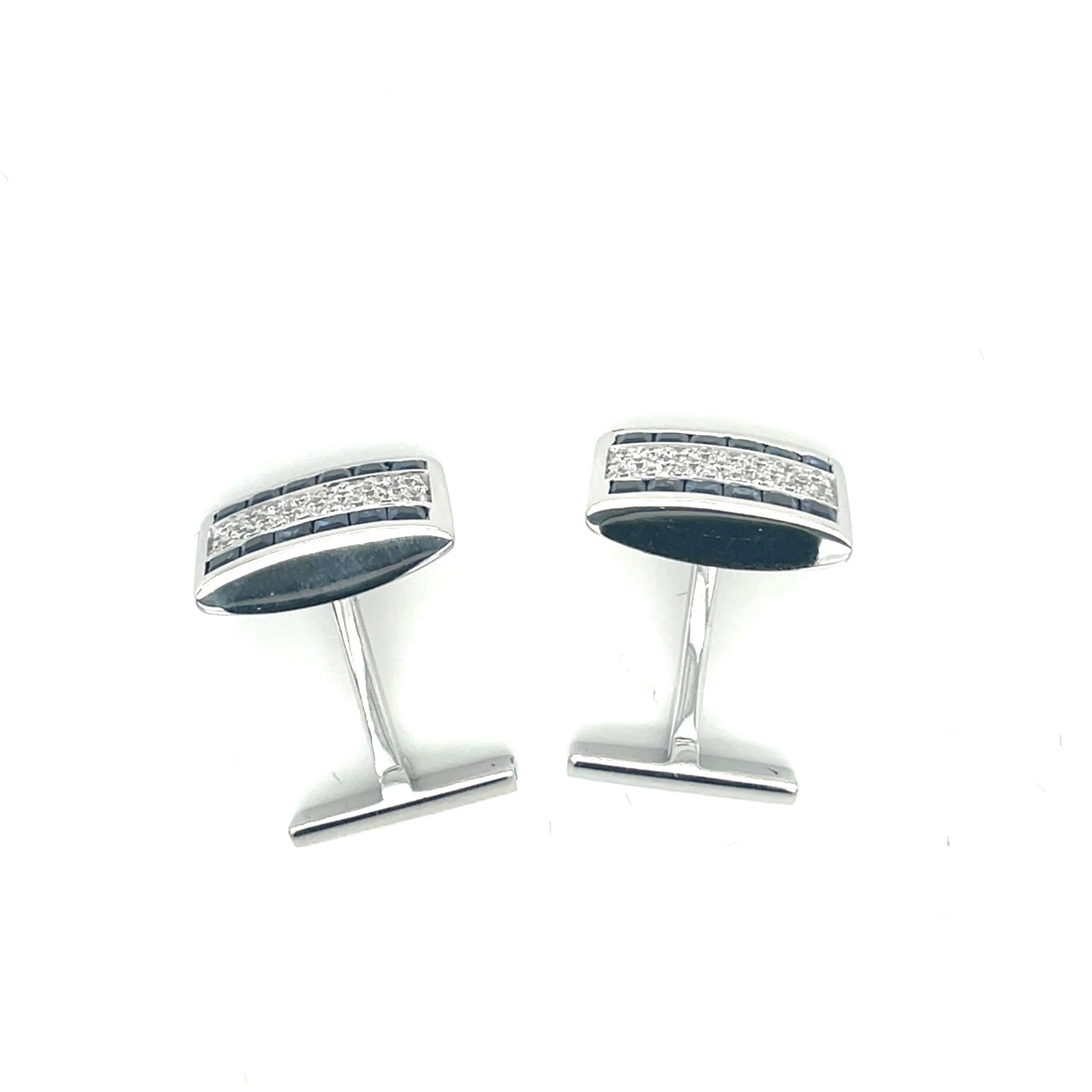 Contemporary Timeless Cufflinks Blue Sapphires For Sale