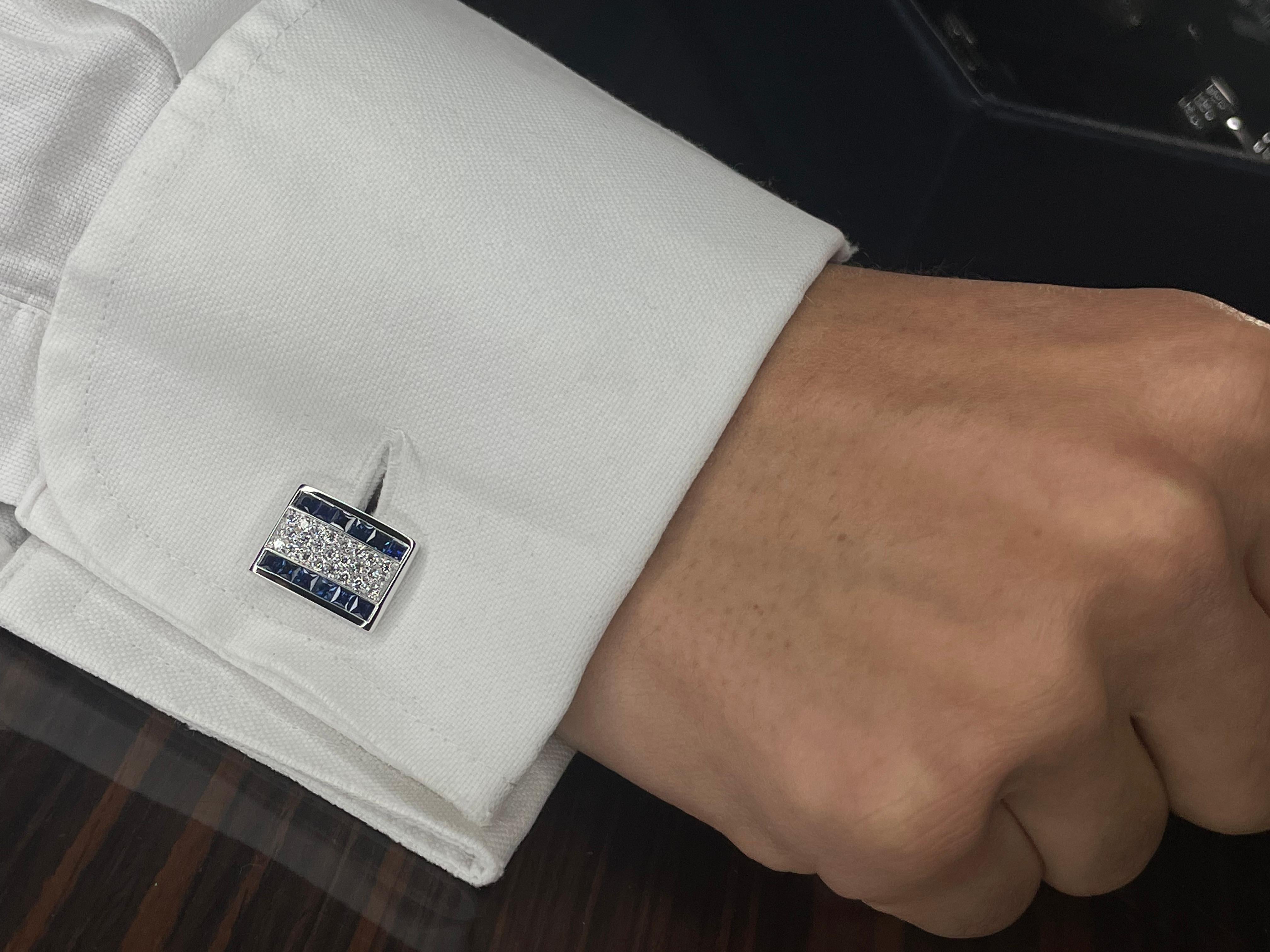 Timeless Cufflinks Blue Sapphires In New Condition For Sale In Monte-Carlo, MC
