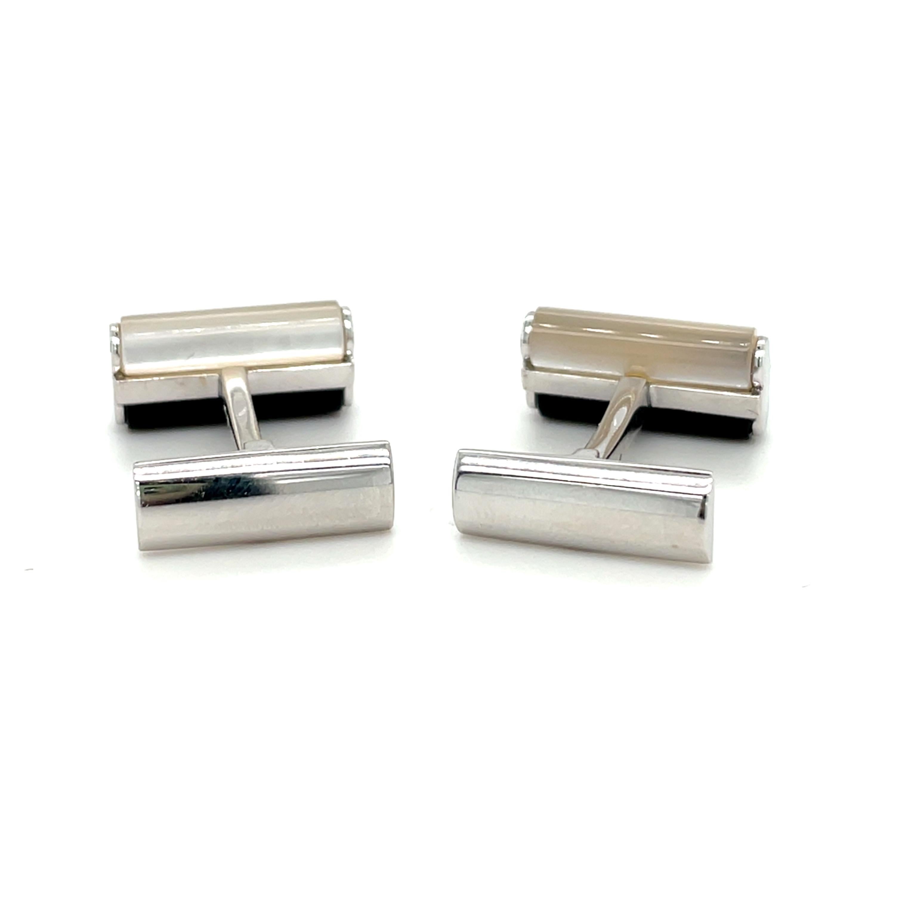 Contemporary Timeless Cufflinks White Gold For Sale