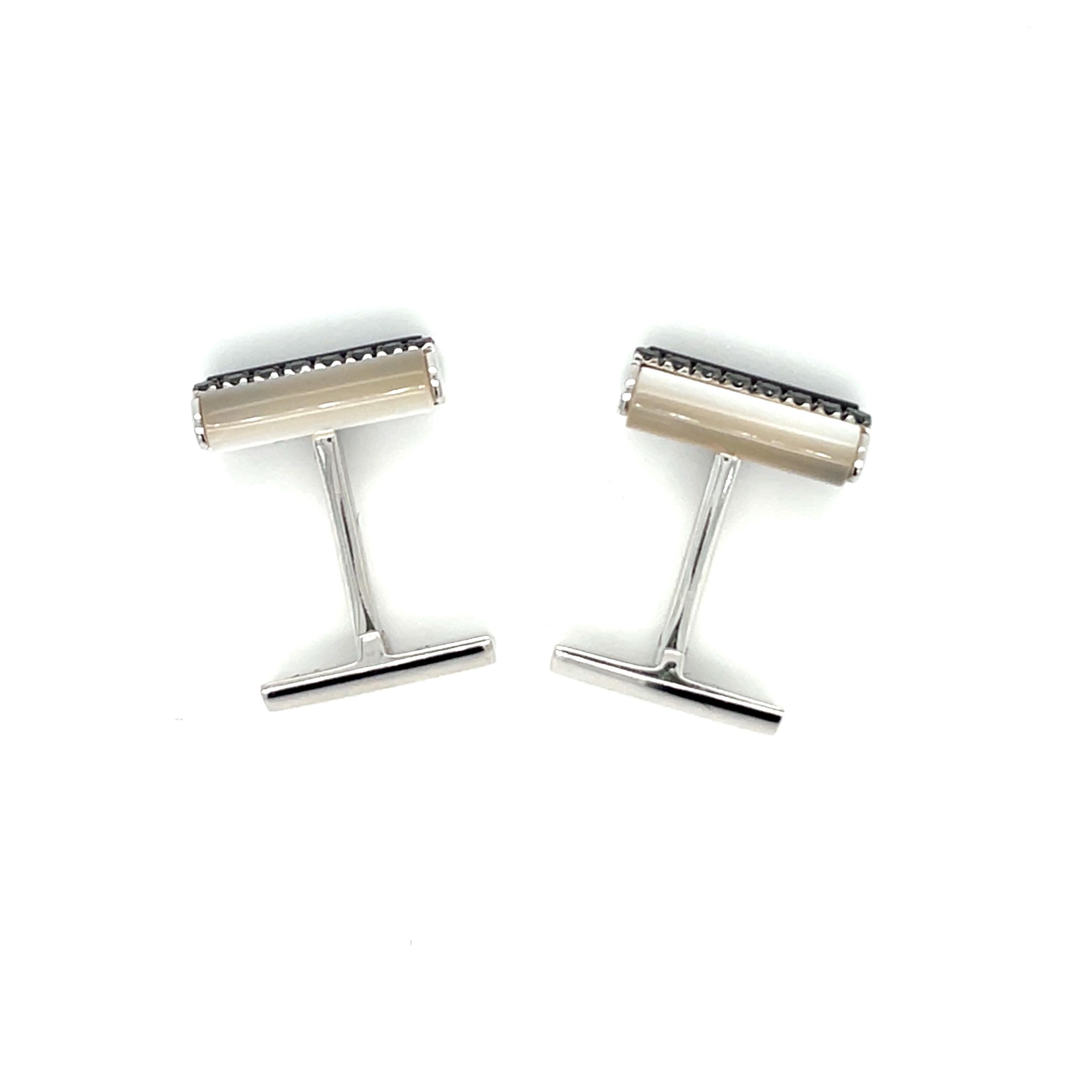 Square Cut Timeless Cufflinks White Gold For Sale
