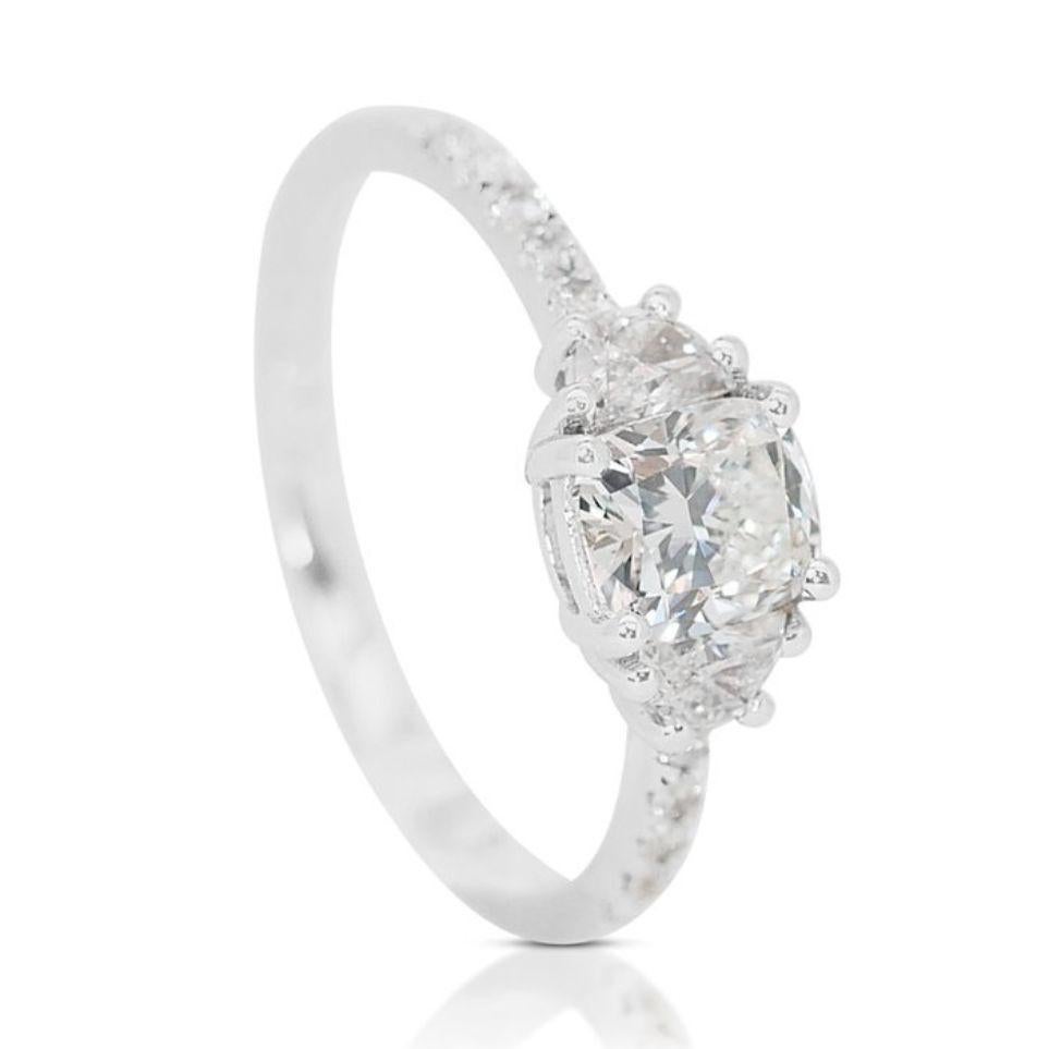 Cushion Cut Timeless Cushion Sparkle: 0.81 Carat Diamond Ring with Dazzling Accents