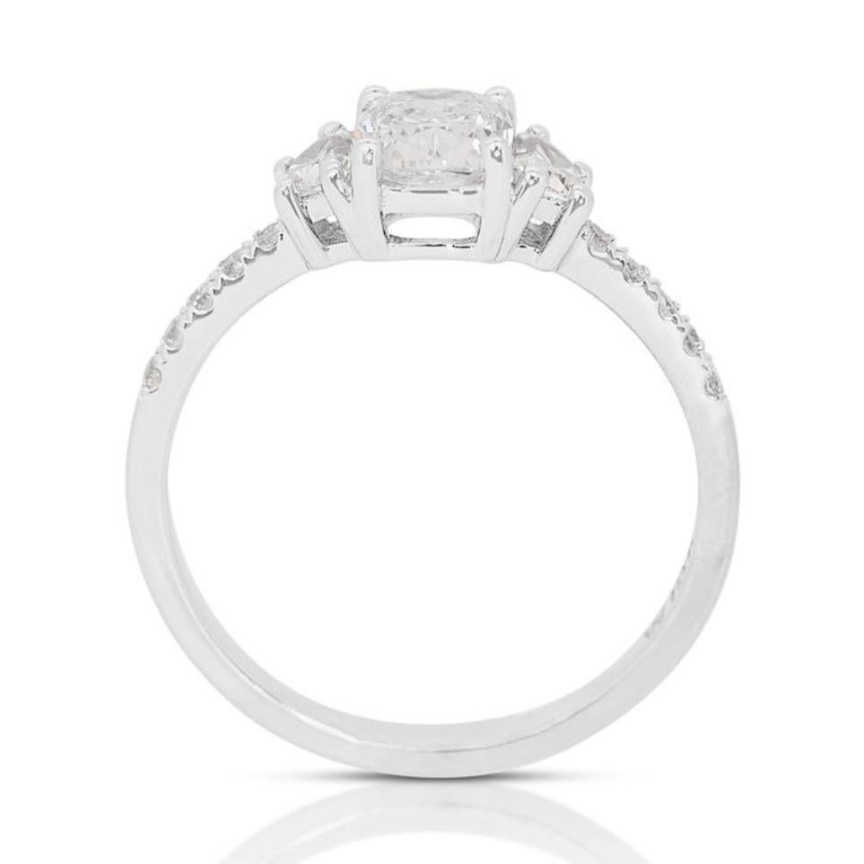 Timeless Cushion Sparkle: 0.81 Carat Diamond Ring with Dazzling Accents In New Condition In רמת גן, IL