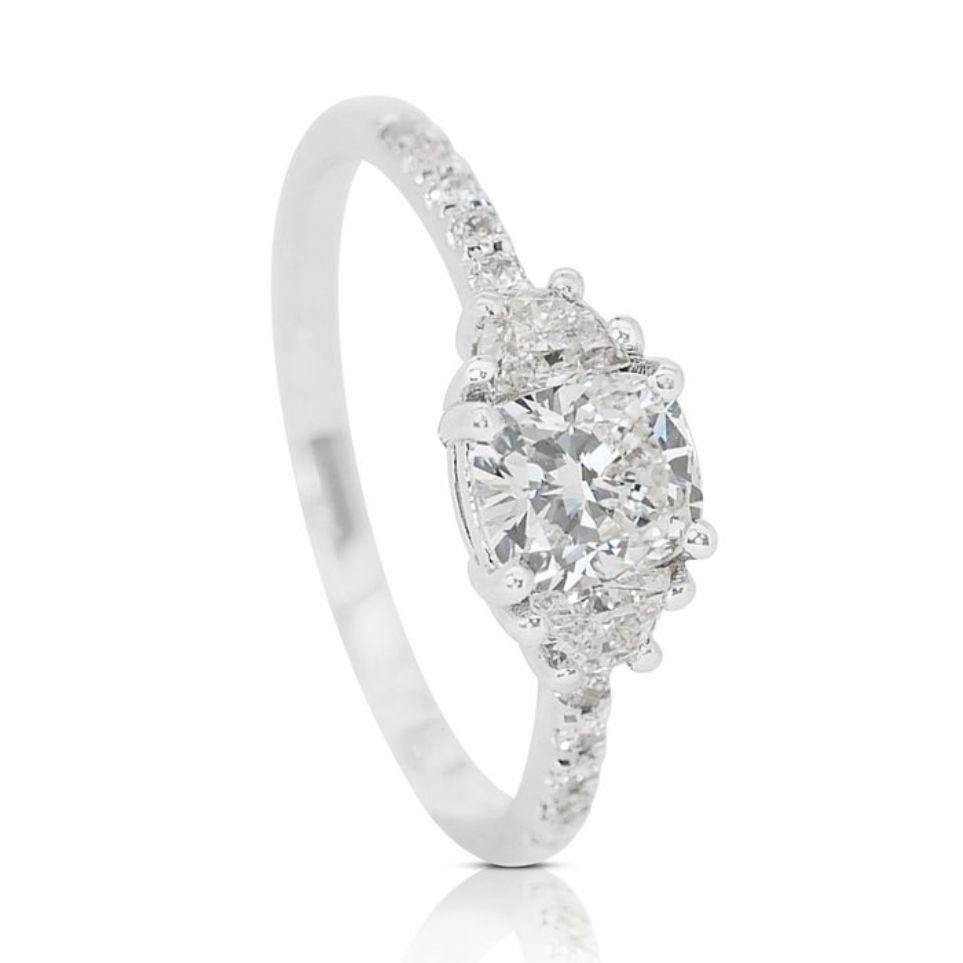 Women's Timeless Cushion Sparkle: 0.81 Carat Diamond Ring with Dazzling Accents